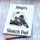 Football Design Sketch Pad, Personalised Football Sketch Pad, Granddaughter Gift, Stocking Filler, Kids Drawing Book, Grandson Gift