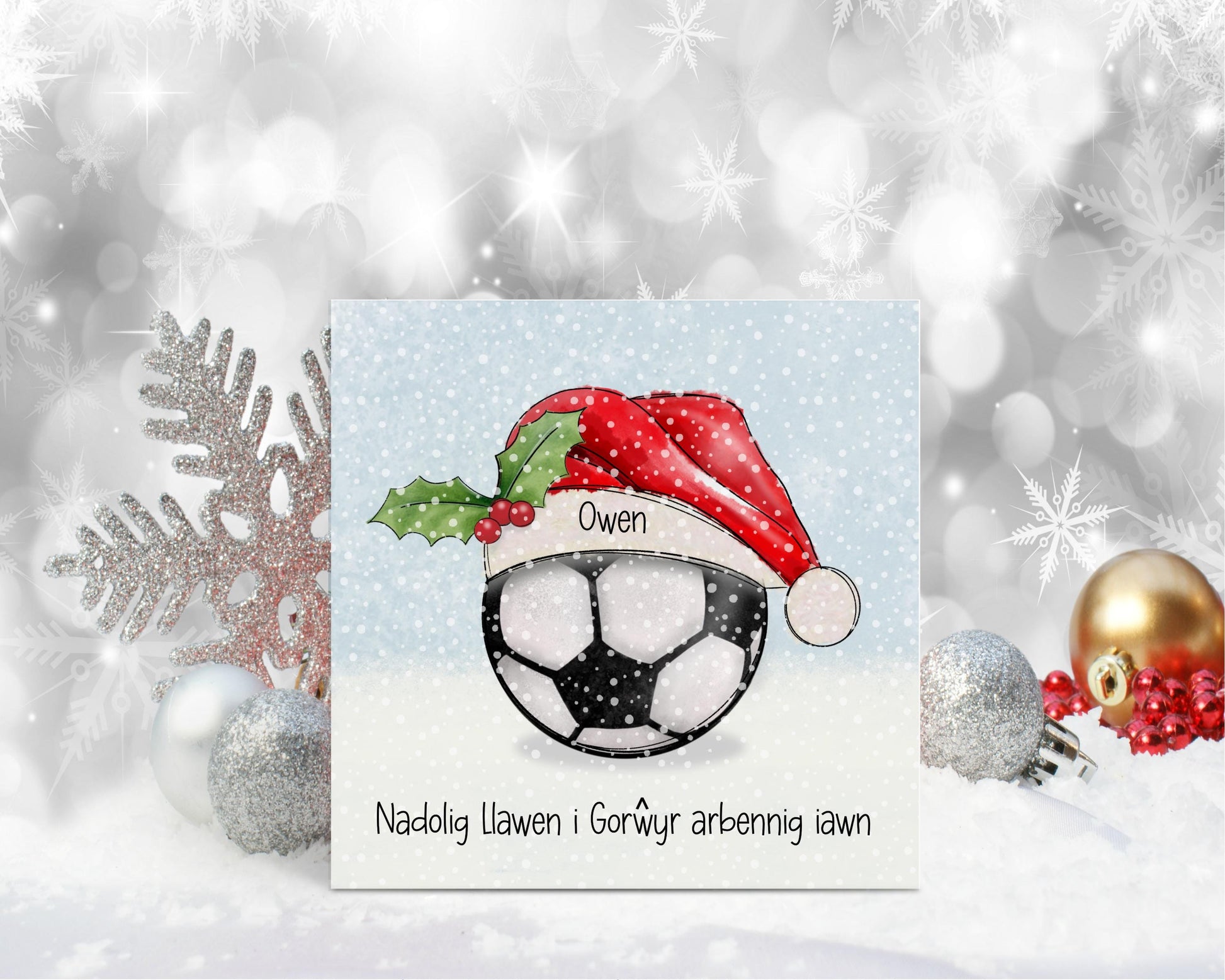 Nadolig Llawen Card, Welsh Christmas Card For Great Granddaughter, Welsh Football Christmas Card, Welsh Xmas For Card For Daughter