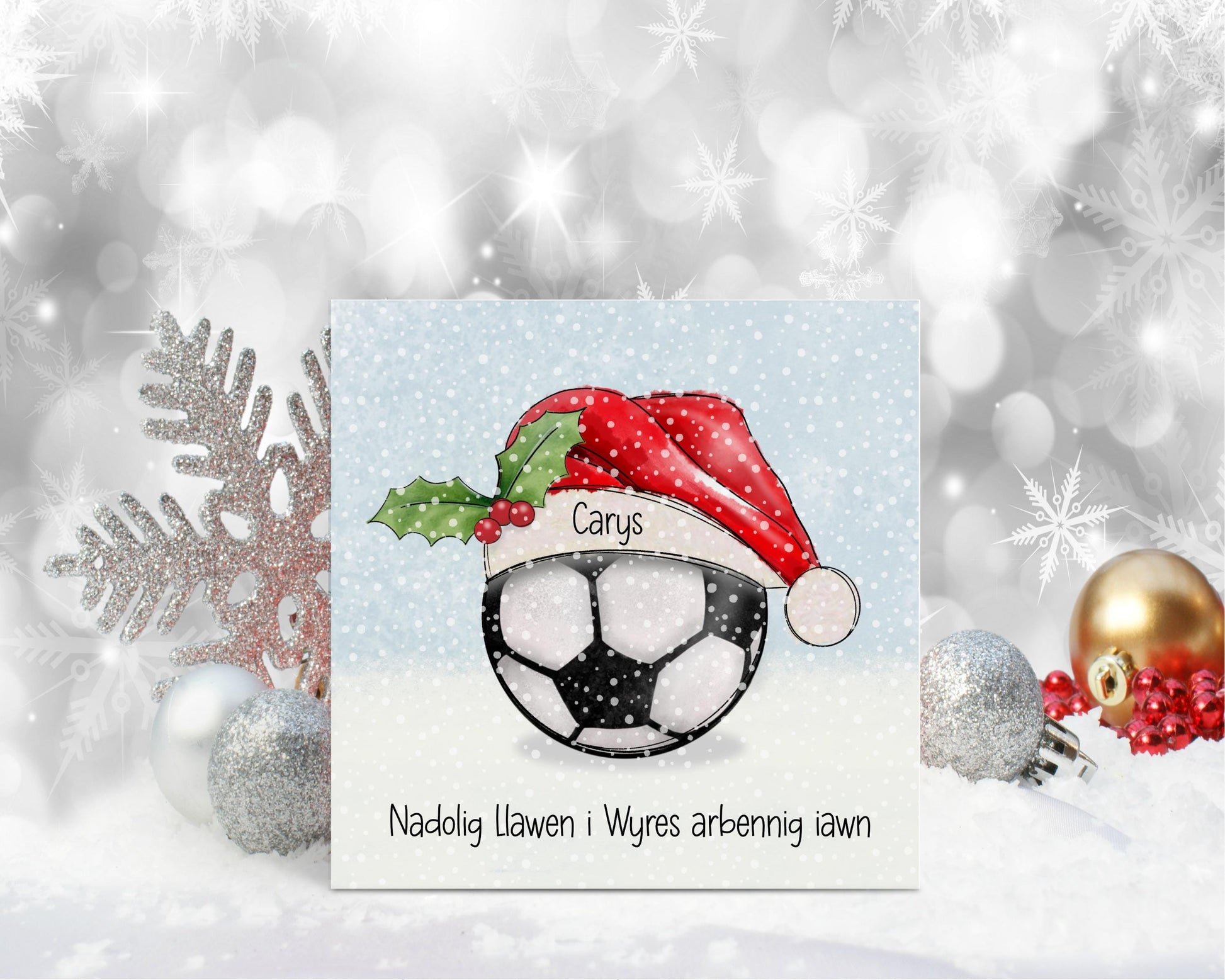 Nadolig Llawen Card, Welsh Christmas Card For Daughter, Welsh Football Christmas Card, Welsh Xmas For Card For Niece, Card For Granddaughter