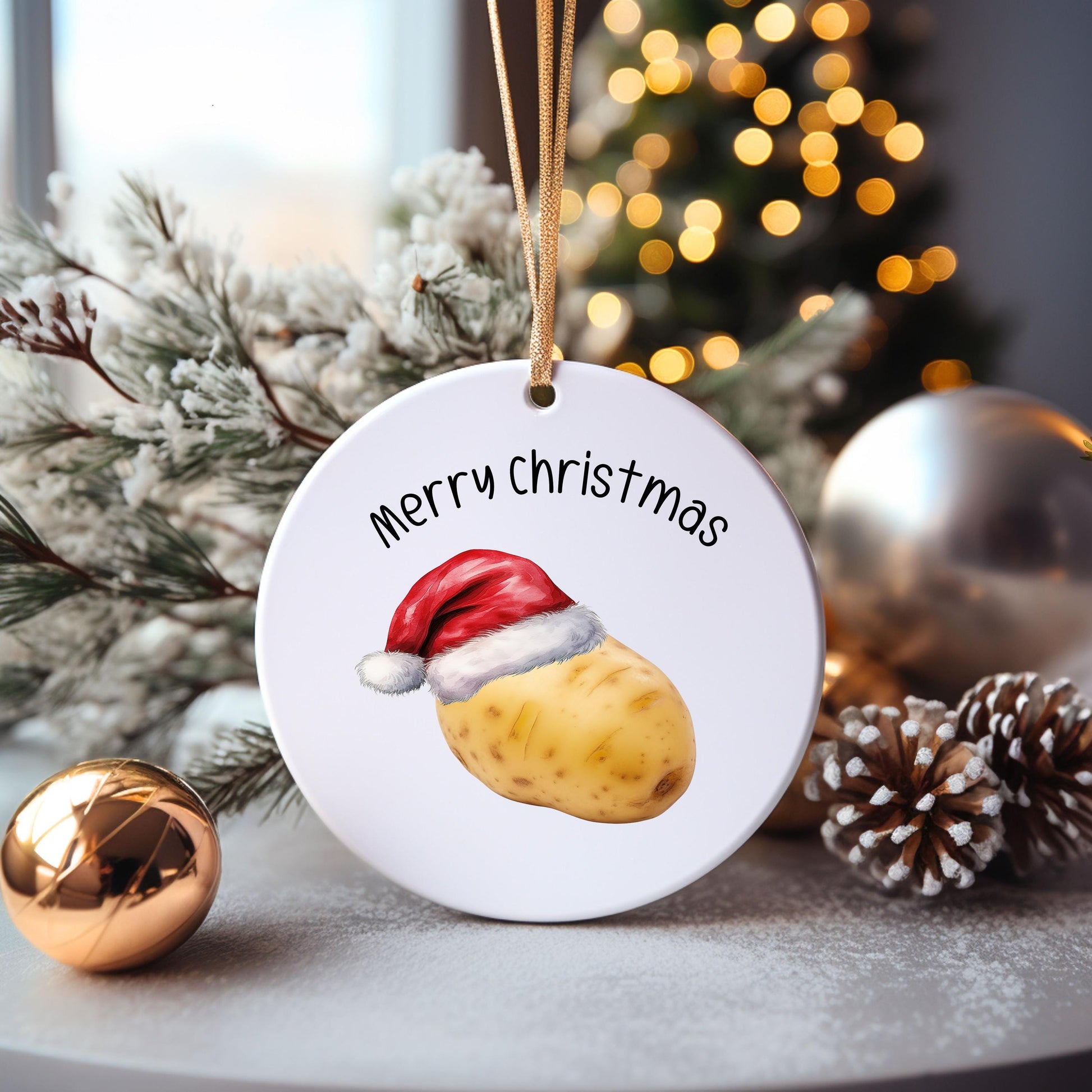 Potato Christmas Bauble, PersonalisedPotato Xmas Tree Decoration, Santa Potato