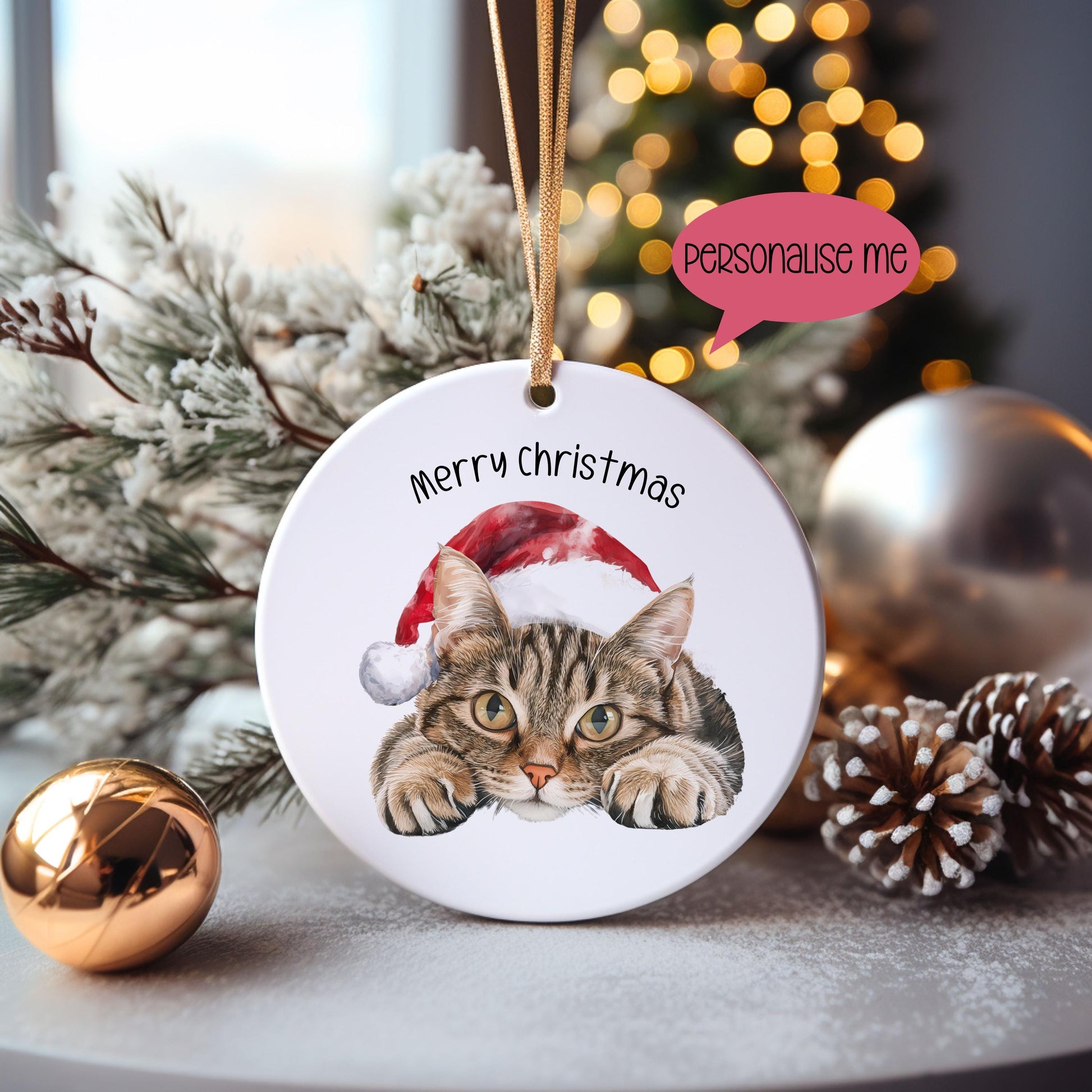 Cat Bauble, Cat Christmas Tree Bauble, Personalised Cat Christmas Tree Decoration