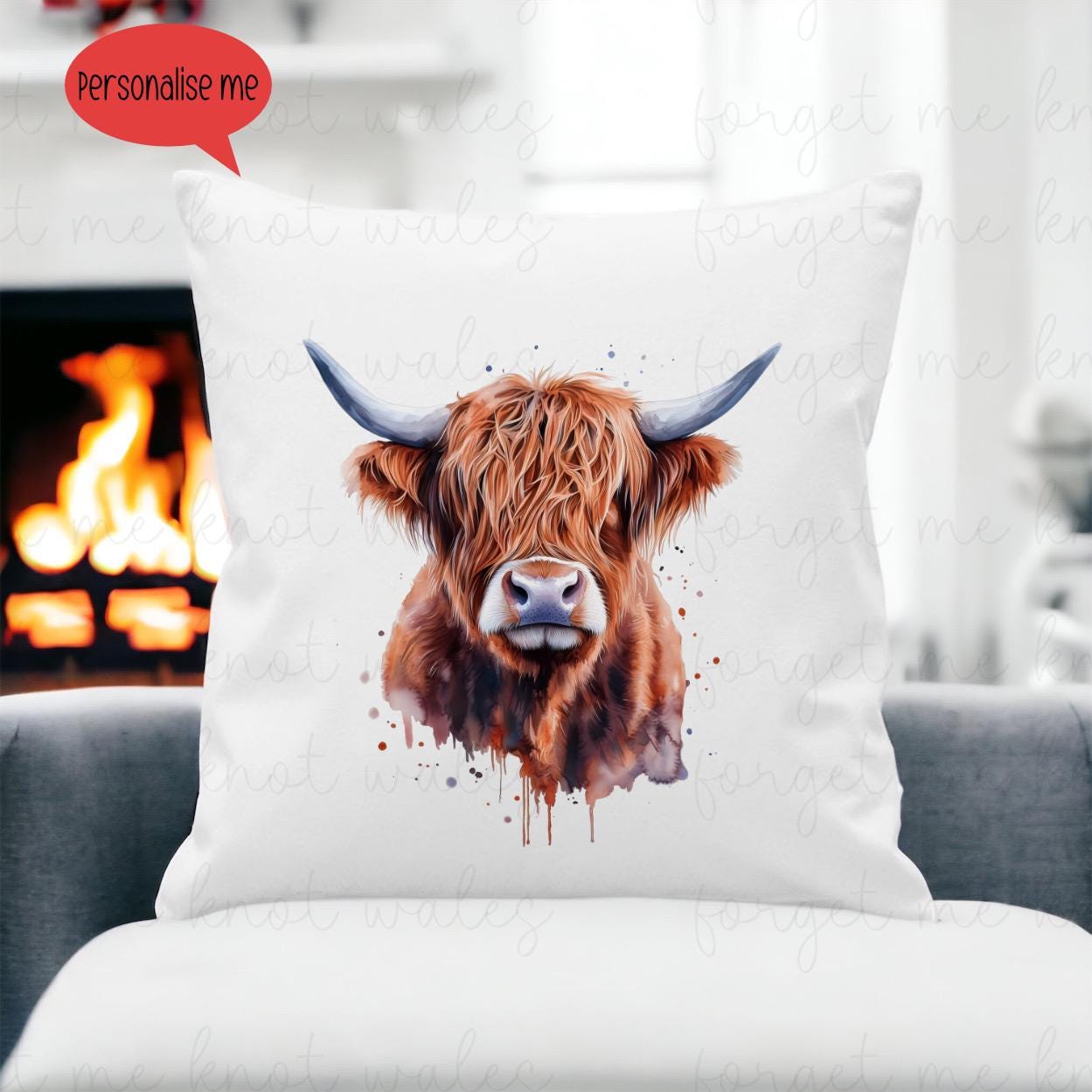 Highland Cow Cushion Gift, Personalised Highland Cow Cushion Gift, Friend Gift, Highland Cow
