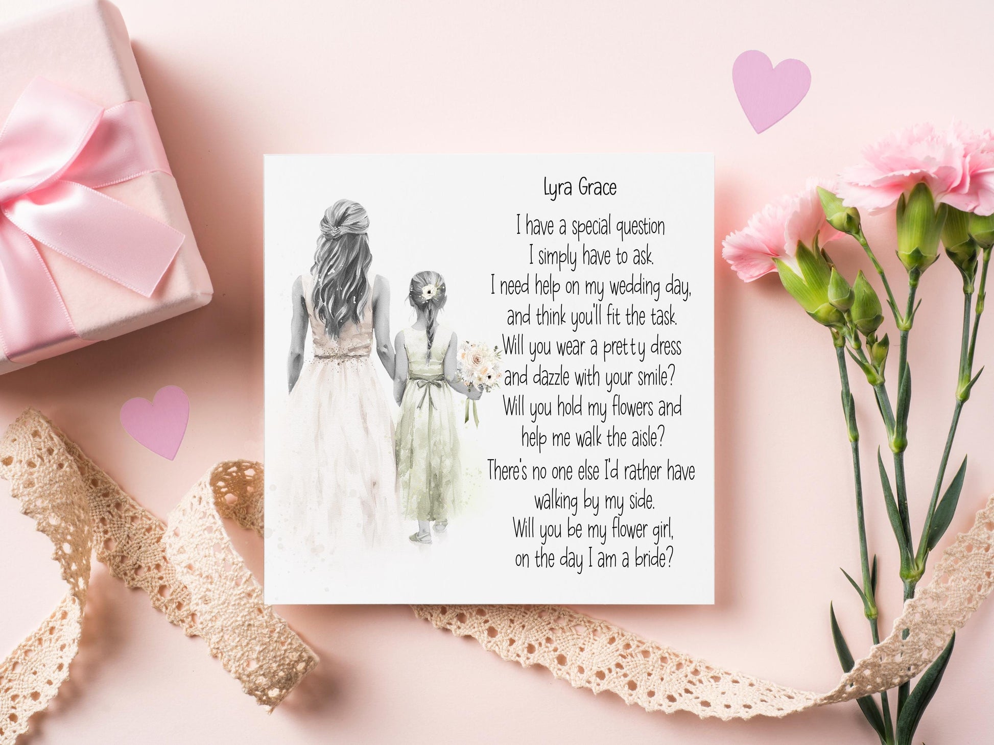 Flower Girl Proposal Card, Personalised Flower Girl Proposal Card, Will You Be My Flower Girl? Niece Flower Girl Proposal