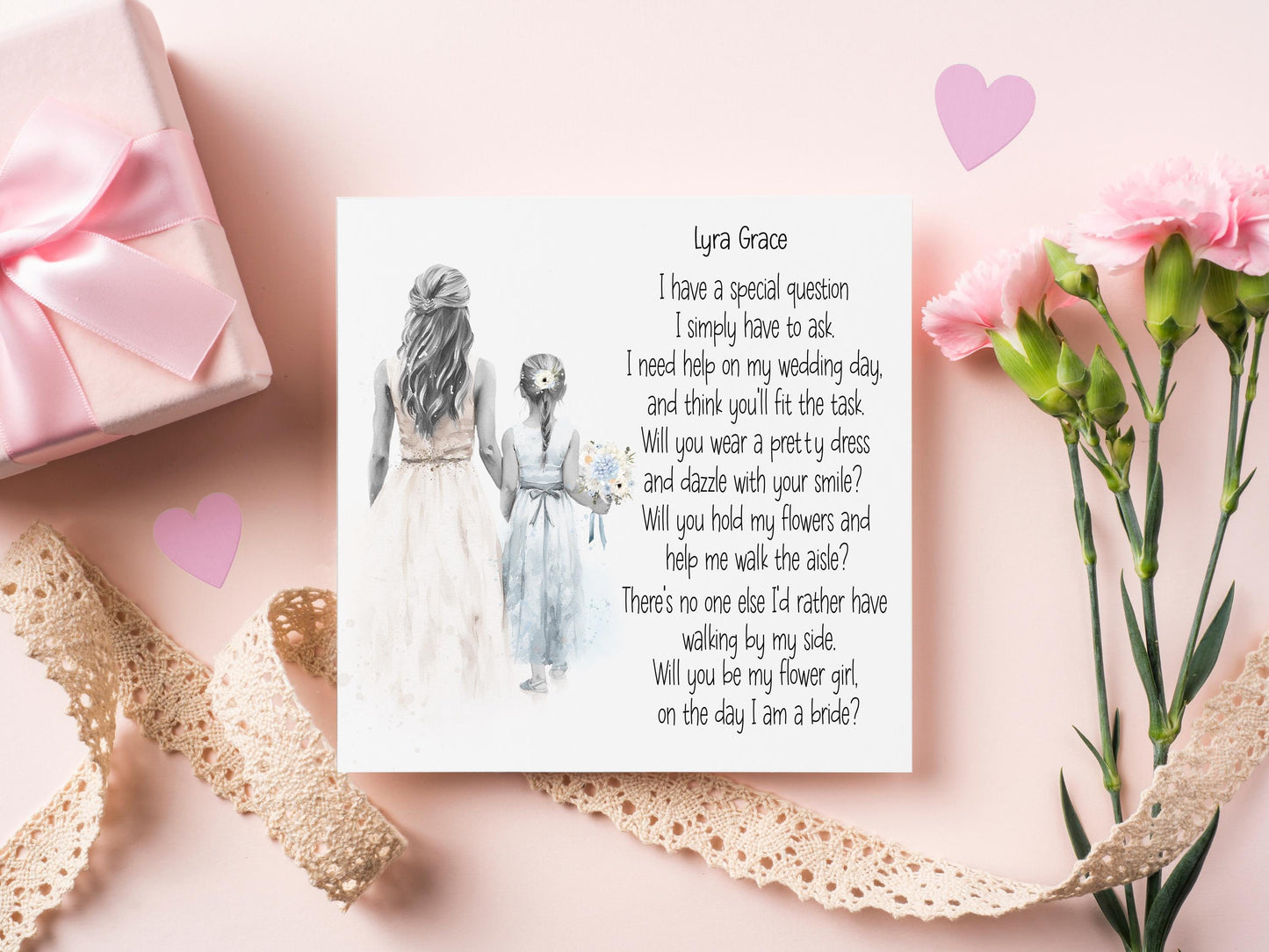 Flower Girl Proposal Card, Personalised Flower Girl Proposal Card, Will You Be My Flower Girl? Niece Flower Girl Proposal