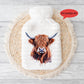 Highland Cow Hot Water Bottle Gift, Personalised Hot Water Bottle, Highland Cow Gift, Xmas Gift, Birthday Gift