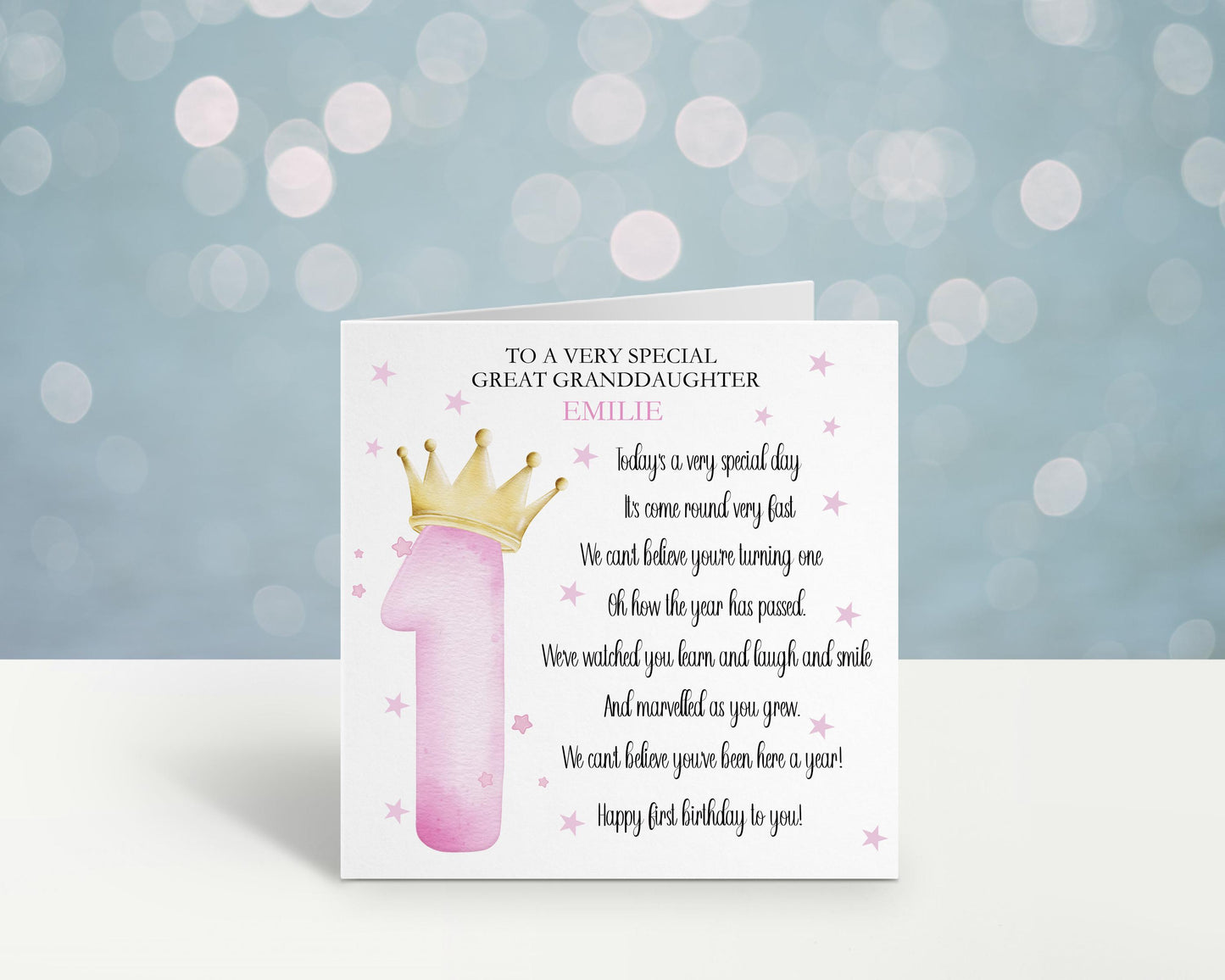 Great Niece Personalised First Birthday Card, For A Special Little Girl, Great Niece 1st Birthday Poem