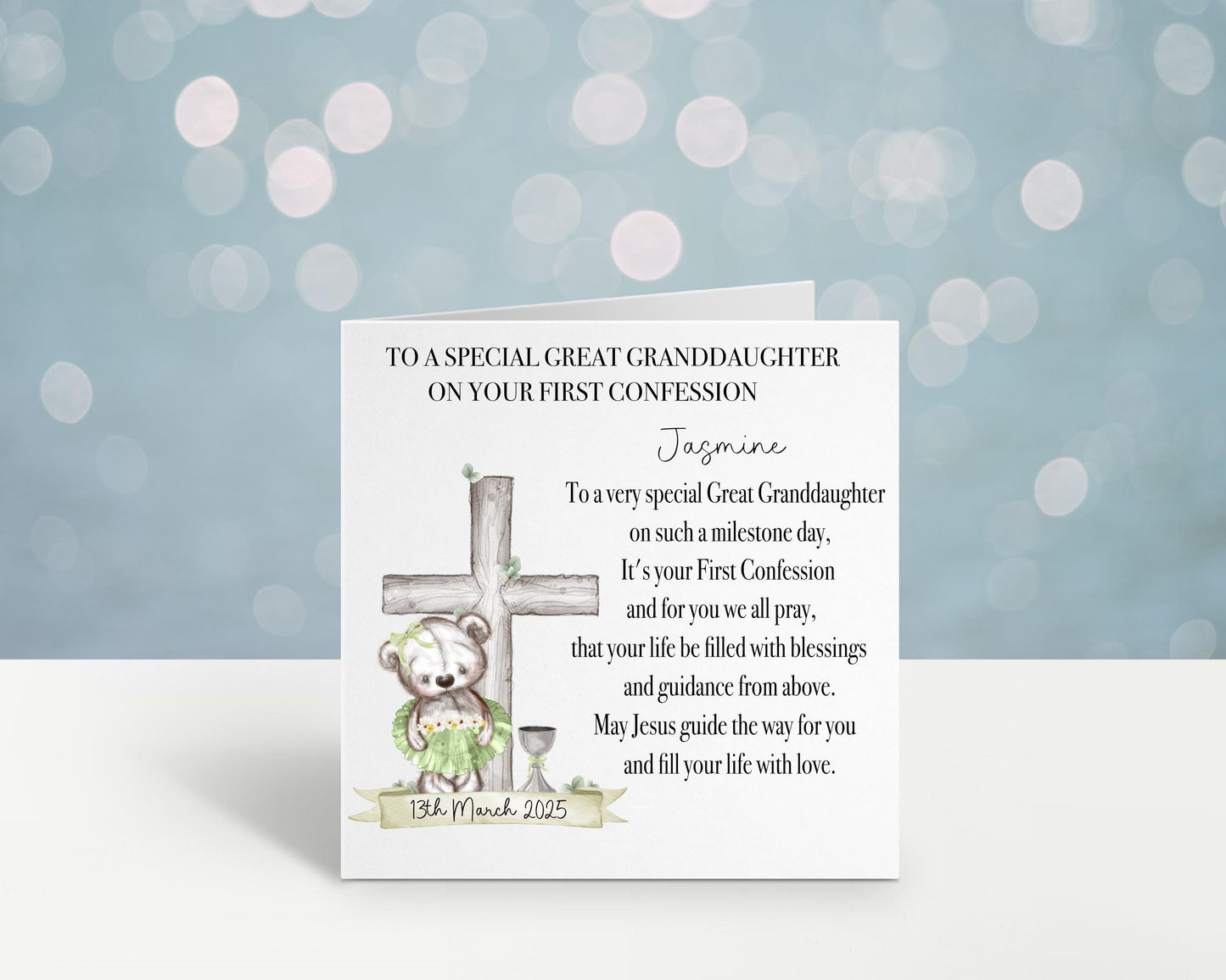 Personalised First Confession Card, 1st Confession Card For Great Granddaughter, Confession Daughter, 1st Confession Card For Great Niece