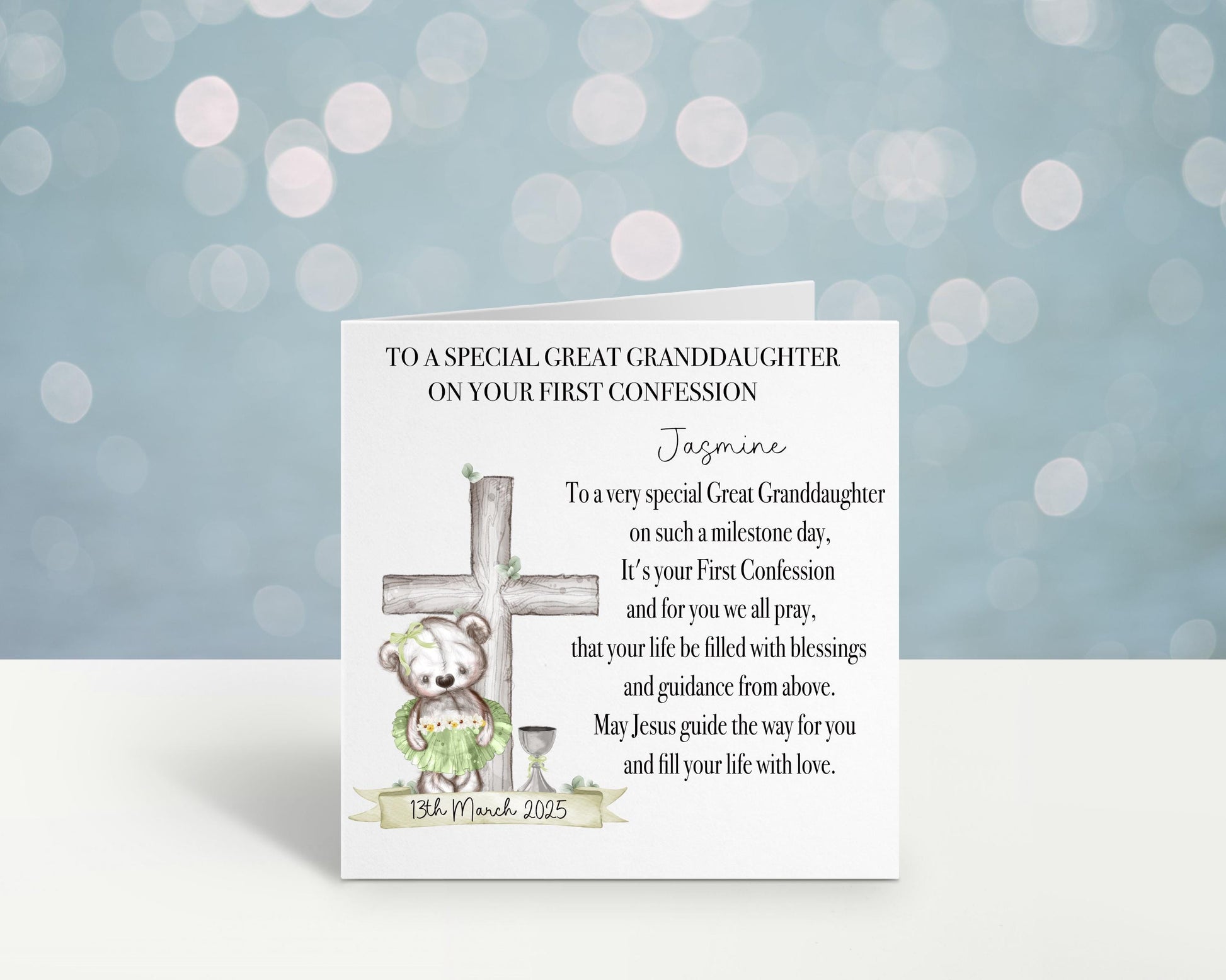 Personalised First Confession Card, 1st Confession Card For Great Granddaughter, Confession Daughter, 1st Confession Card For Great Niece