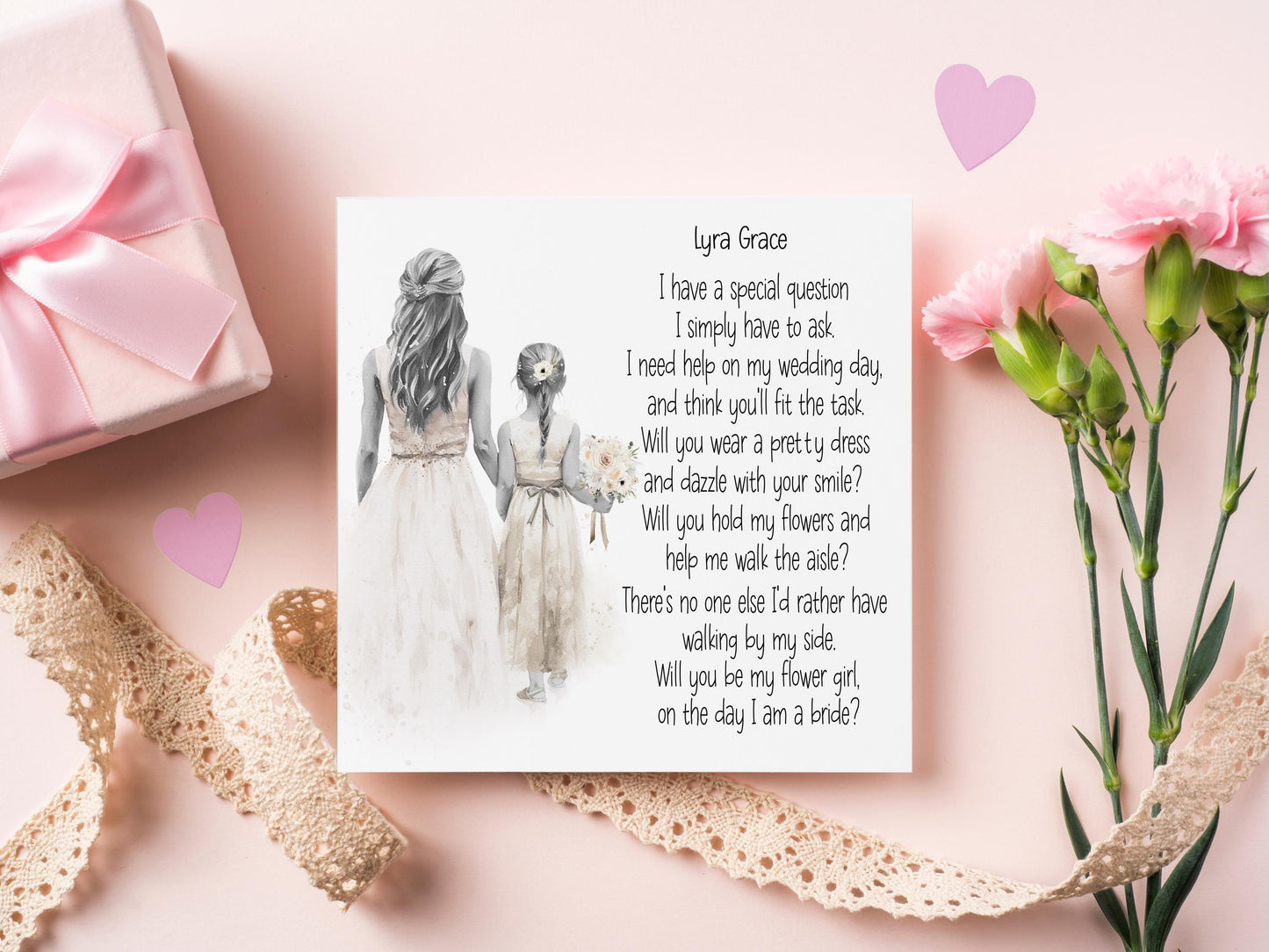 Flower Girl Proposal Card, Personalised Flower Girl Proposal Card, Will You Be My Flower Girl? Niece Flower Girl Proposal