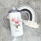 Adult Sippy Cup, Adaptive Drinking Aid Mug. Double Handled Mug, Pink Lilly Beaker