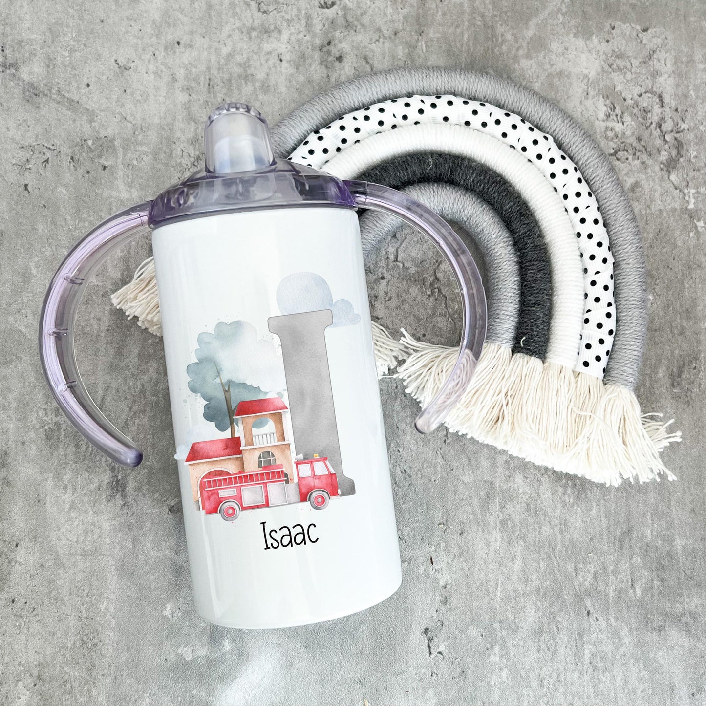 Personalised Fire Engine Sippy Cup, Fire Engine Gifts Kids Beaker, Sippy Cup With Handles, Tumbler