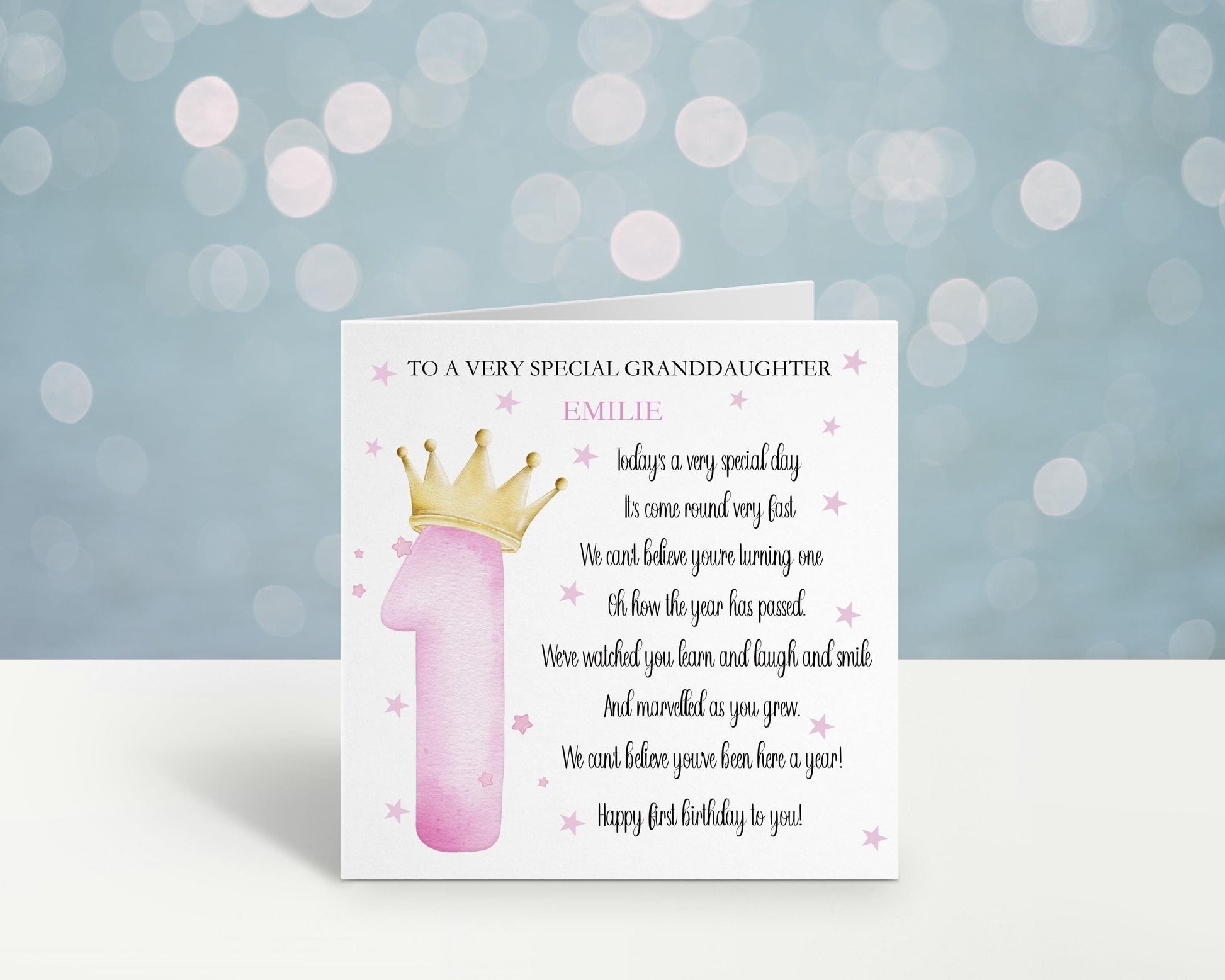 Granddaughter Personalised First Birthday Card, For A Special Little Girl, Great Niece 1st Birthday Poem