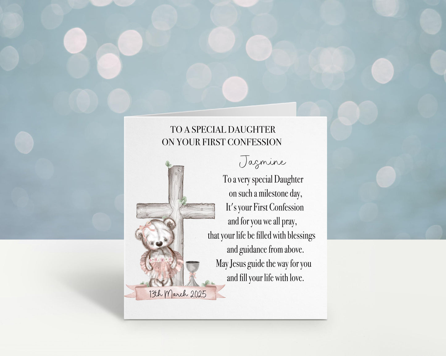 Personalised First Confession Card, 1st Confession Card For Great Granddaughter, Confession Daughter, 1st Confession Card For Great Niece