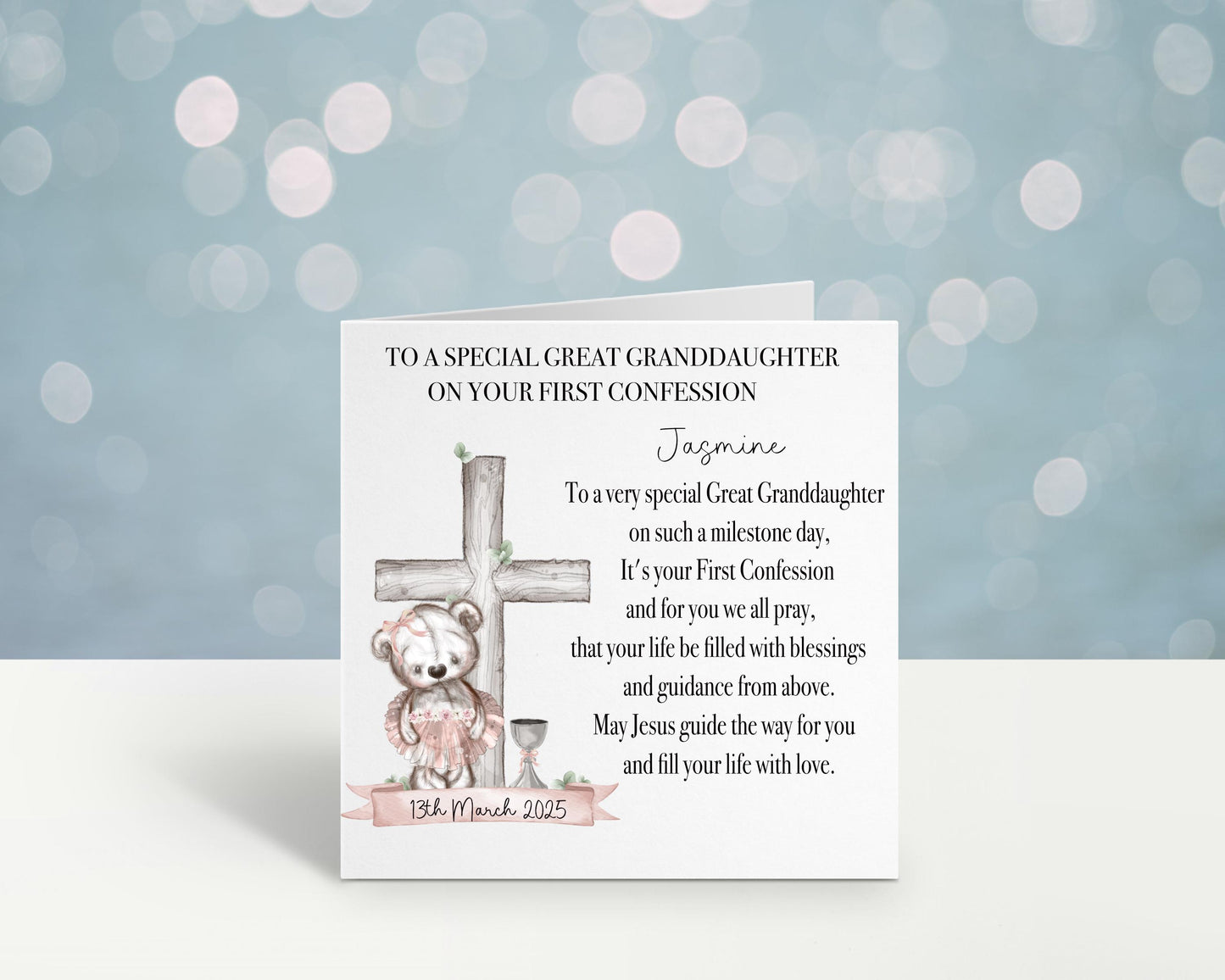 Personalised First Confession Card, 1st Confession Card For Great Granddaughter, Confession Daughter, 1st Confession Card For Great Niece