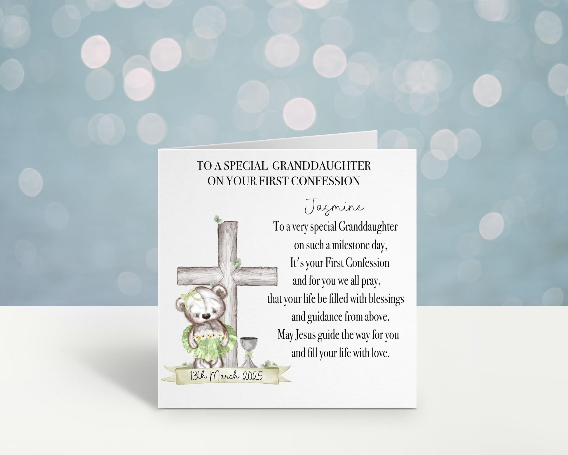 Personalised First Confession Card, 1st Confession Card For Great Granddaughter, Confession Daughter, 1st Confession Card For Great Niece