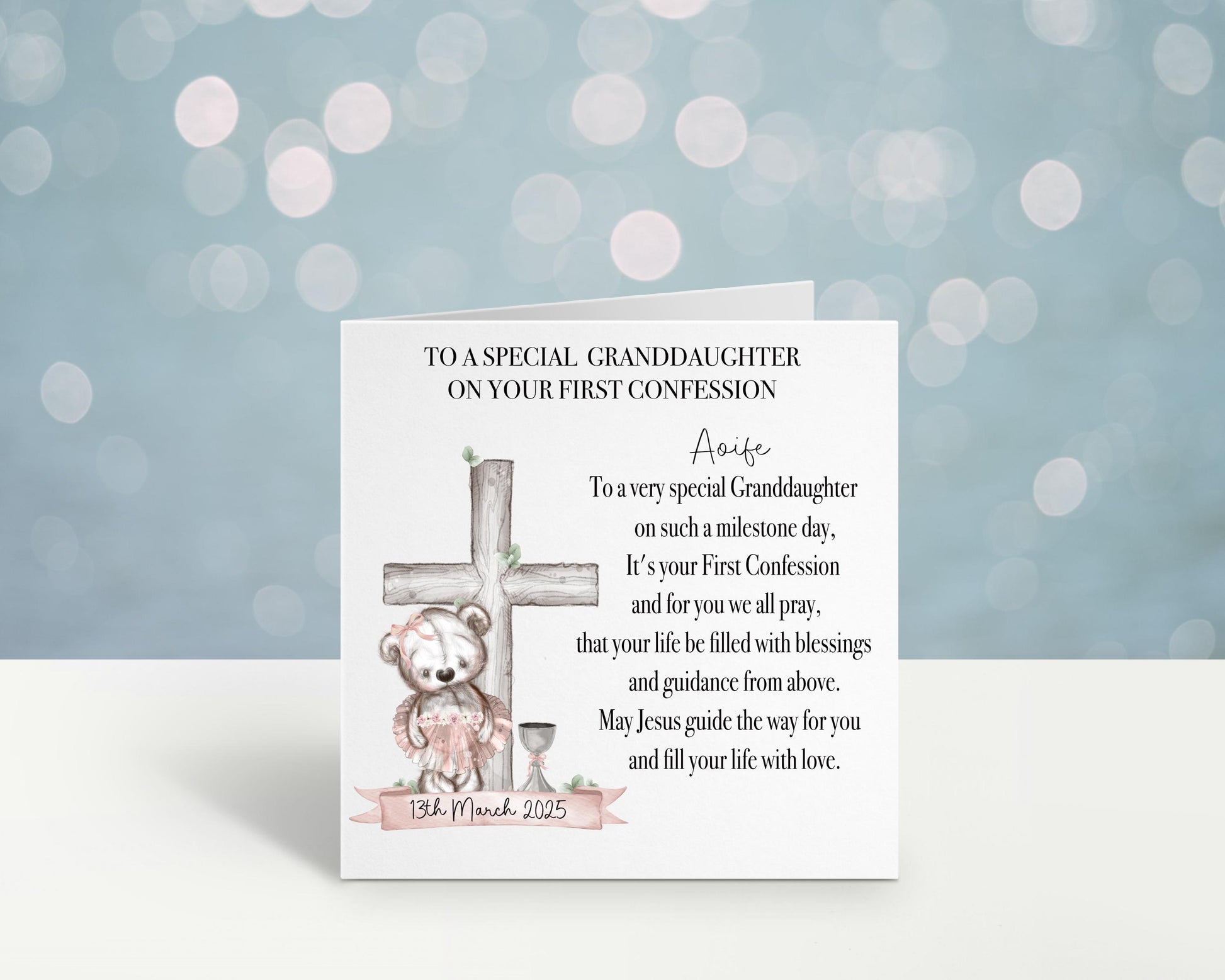 Personalised First Confession Card, 1st Confession Card For Great Granddaughter, Confession Daughter, 1st Confession Card For Great Niece