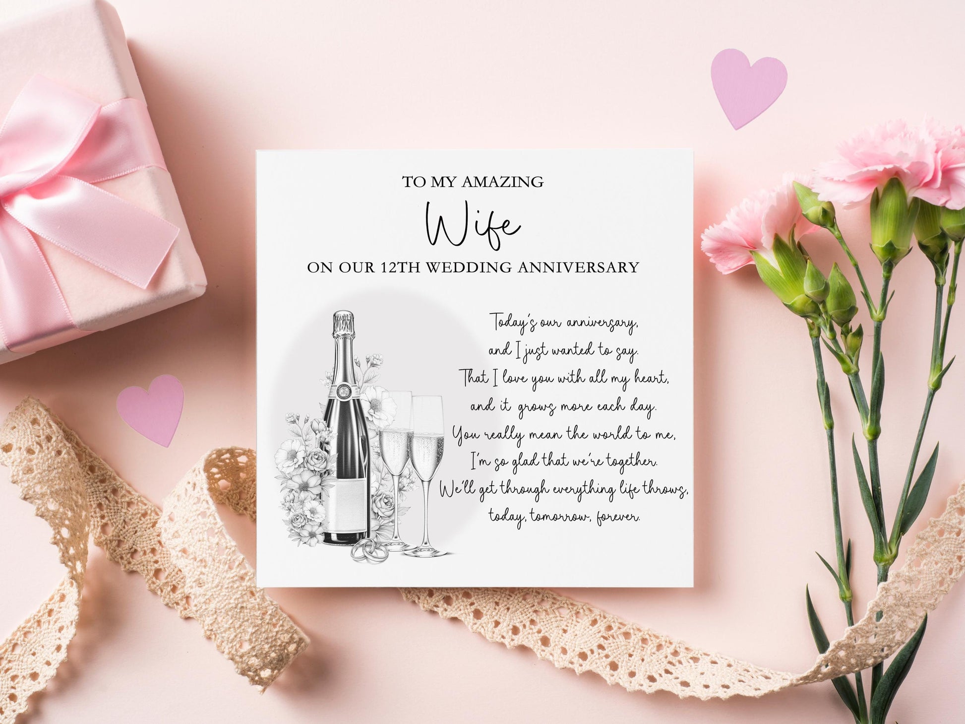 Husband Wedding Anniversary Card, Anniversary Card For Husband, Wedding Anniversary Poem Card, 2nd 3rd 4th 5th 6th 7th 8th 9th Anniversary