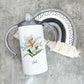 Adult Sippy Cup, Adaptive Drinking Aid Mug. Double Handled Mug, Pink Lilly Beaker