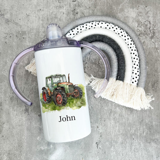 Adult Sippy Cup, Adaptive Drinking Aid Mug. Double Handled Mug, Tractor Sippy cup