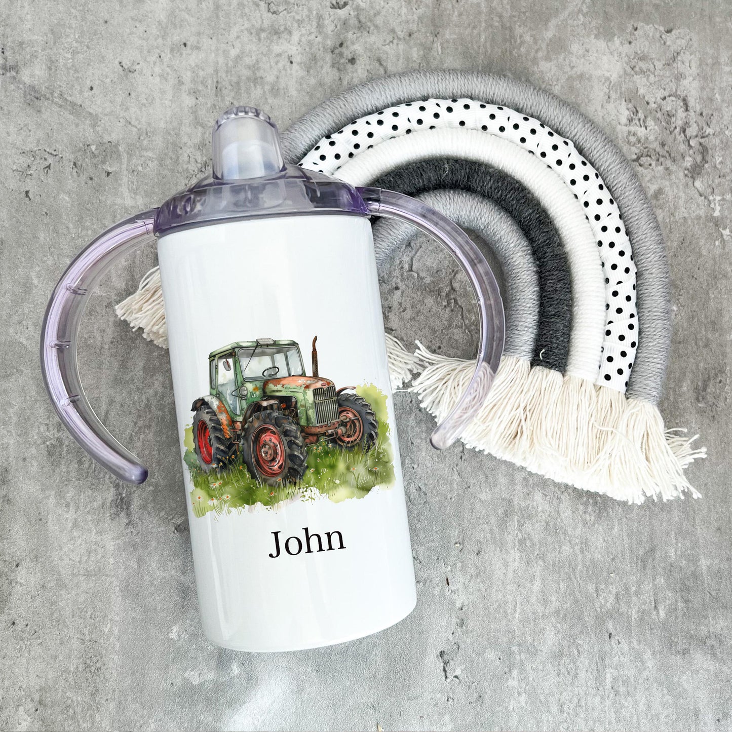 Adult Sippy Cup, Adaptive Drinking Aid Mug. Double Handled Mug, Tractor Sippy cup