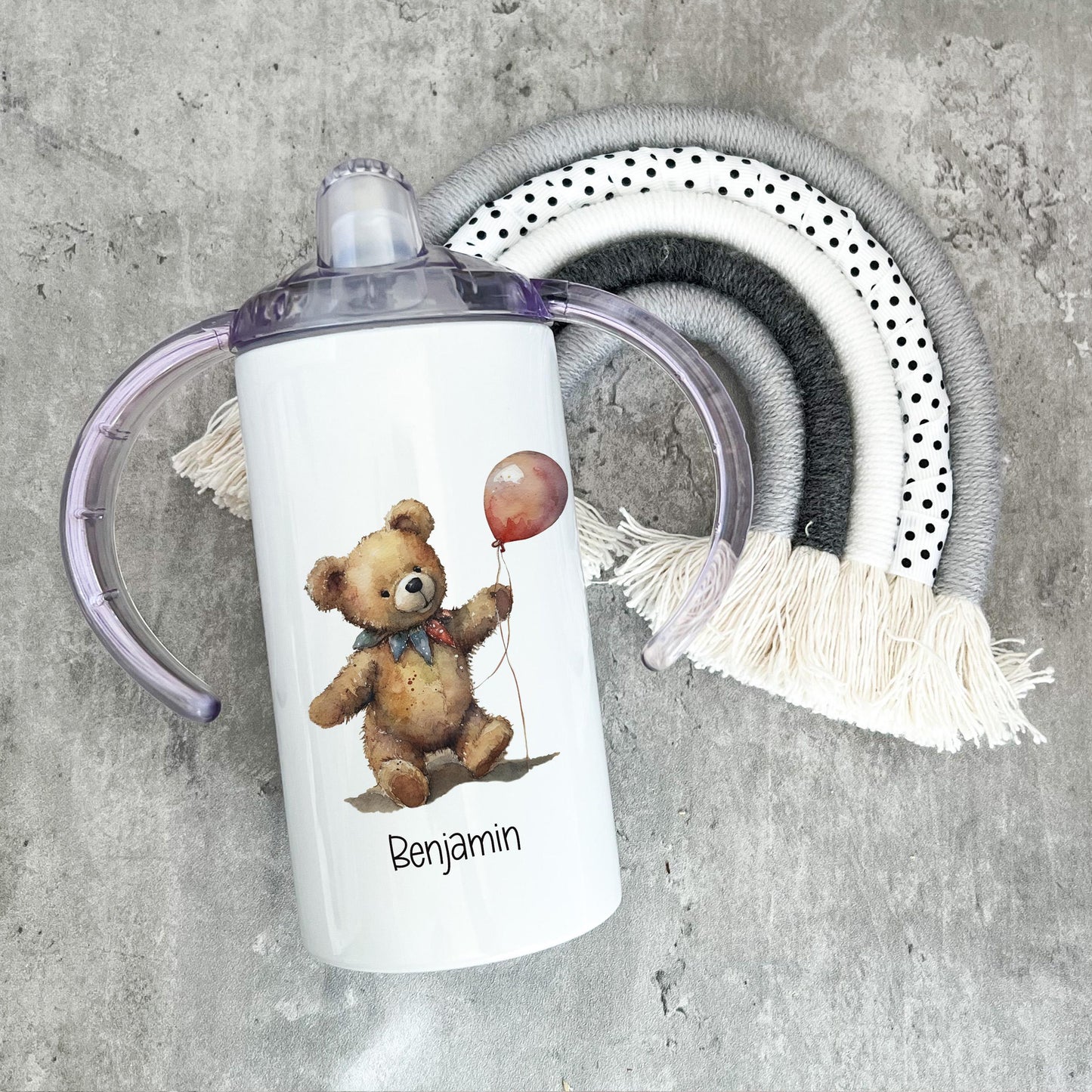 Personalised Teddy Bear Sippy Cup, Teddy Bear Gifts Kids Beaker, Sippy Cup With Handles, Tumbler