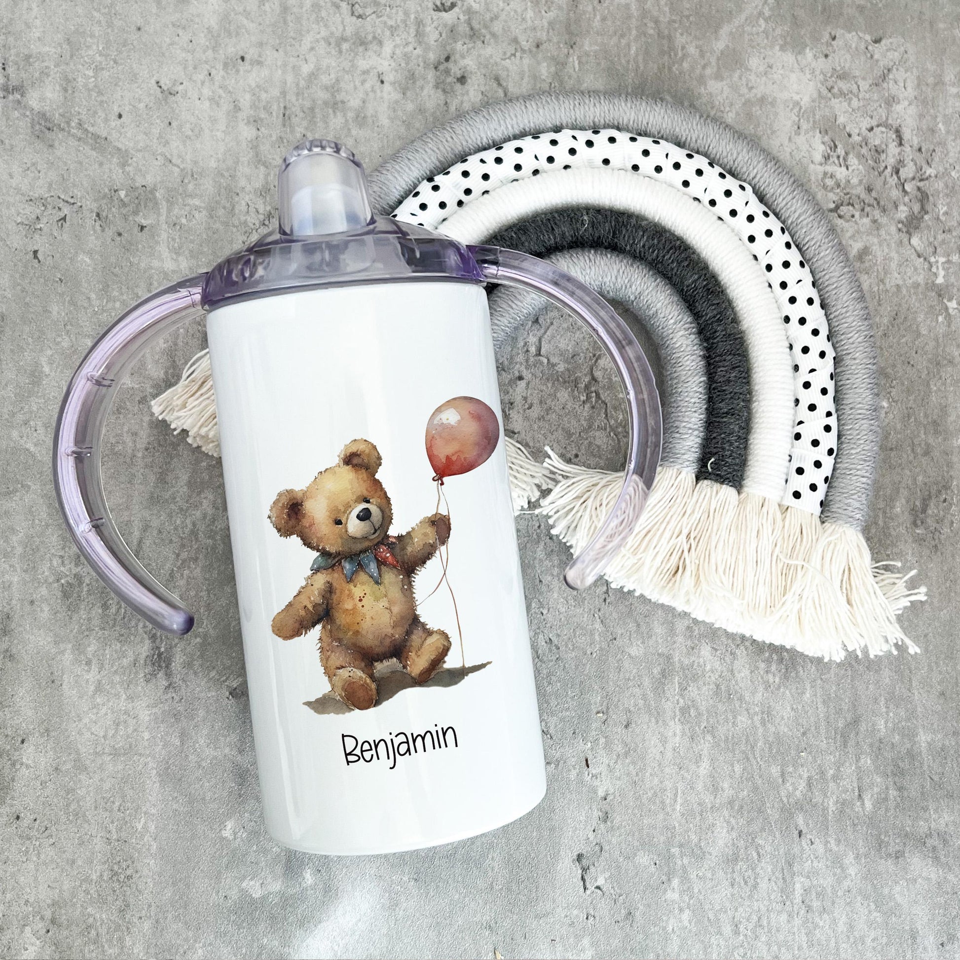 Personalised Teddy Bear Sippy Cup, Teddy Bear Gifts Kids Beaker, Sippy Cup With Handles, Tumbler