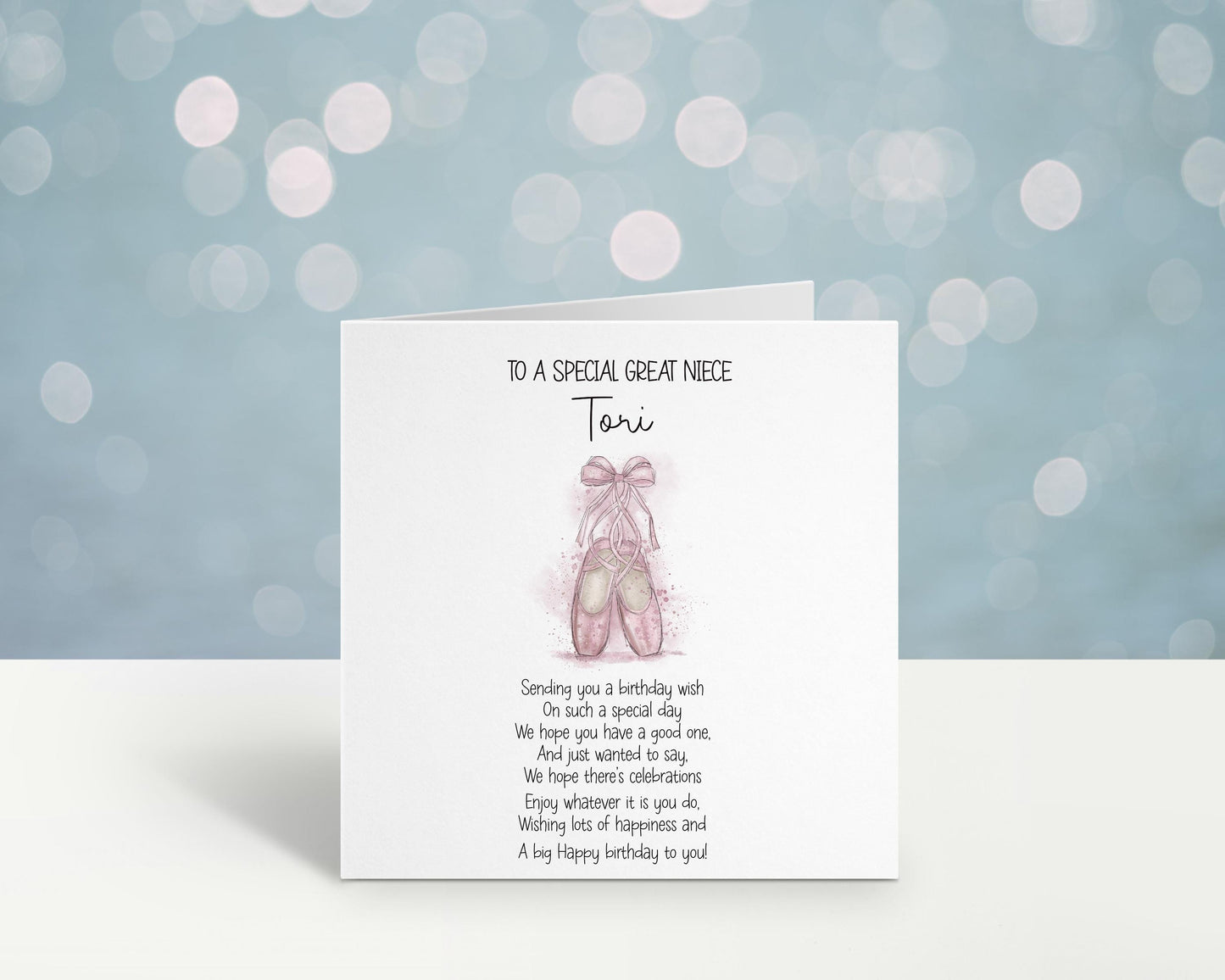 Granddaughter Ballet Card Personalised Ballet Shoes Birthday Card For Great Niece Or For A Special Little Girl Birthday Card With Poem