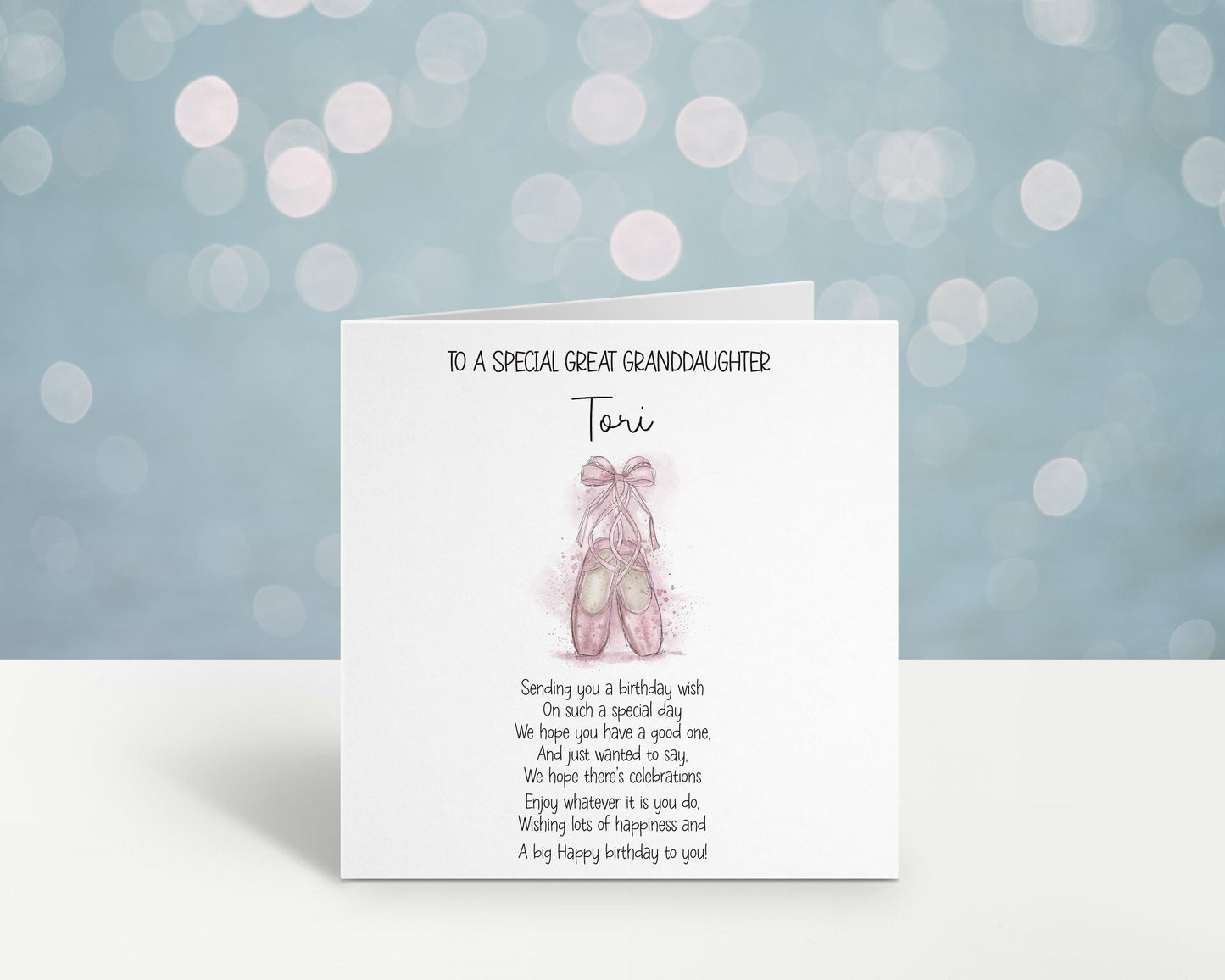 Great Niece Ballet Card Personalised Ballet Shoes Birthday Card For Great Niece Or For A Special Little Girl Birthday Card With Poem