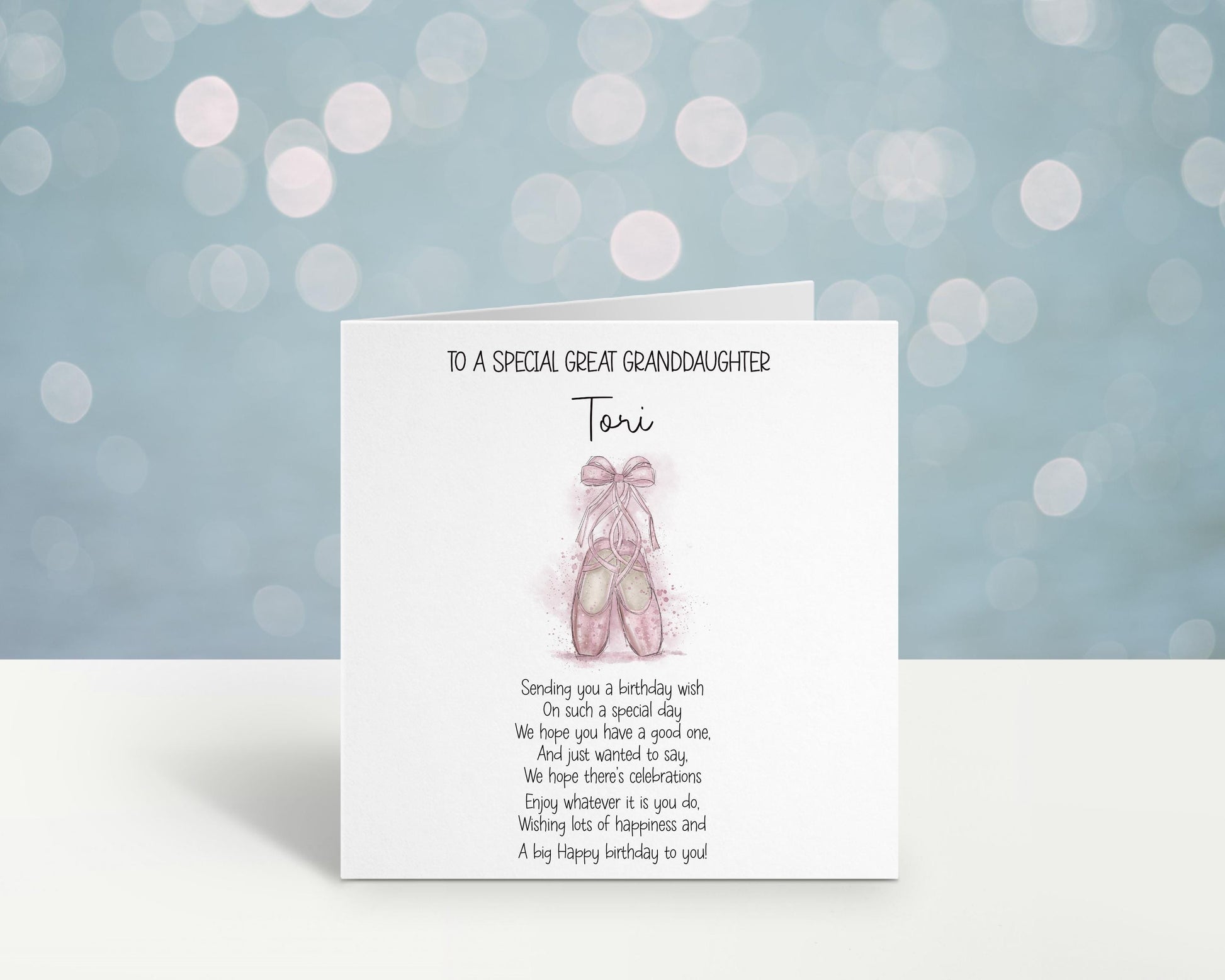 Great Niece Ballet Card Personalised Ballet Shoes Birthday Card For Great Niece Or For A Special Little Girl Birthday Card With Poem
