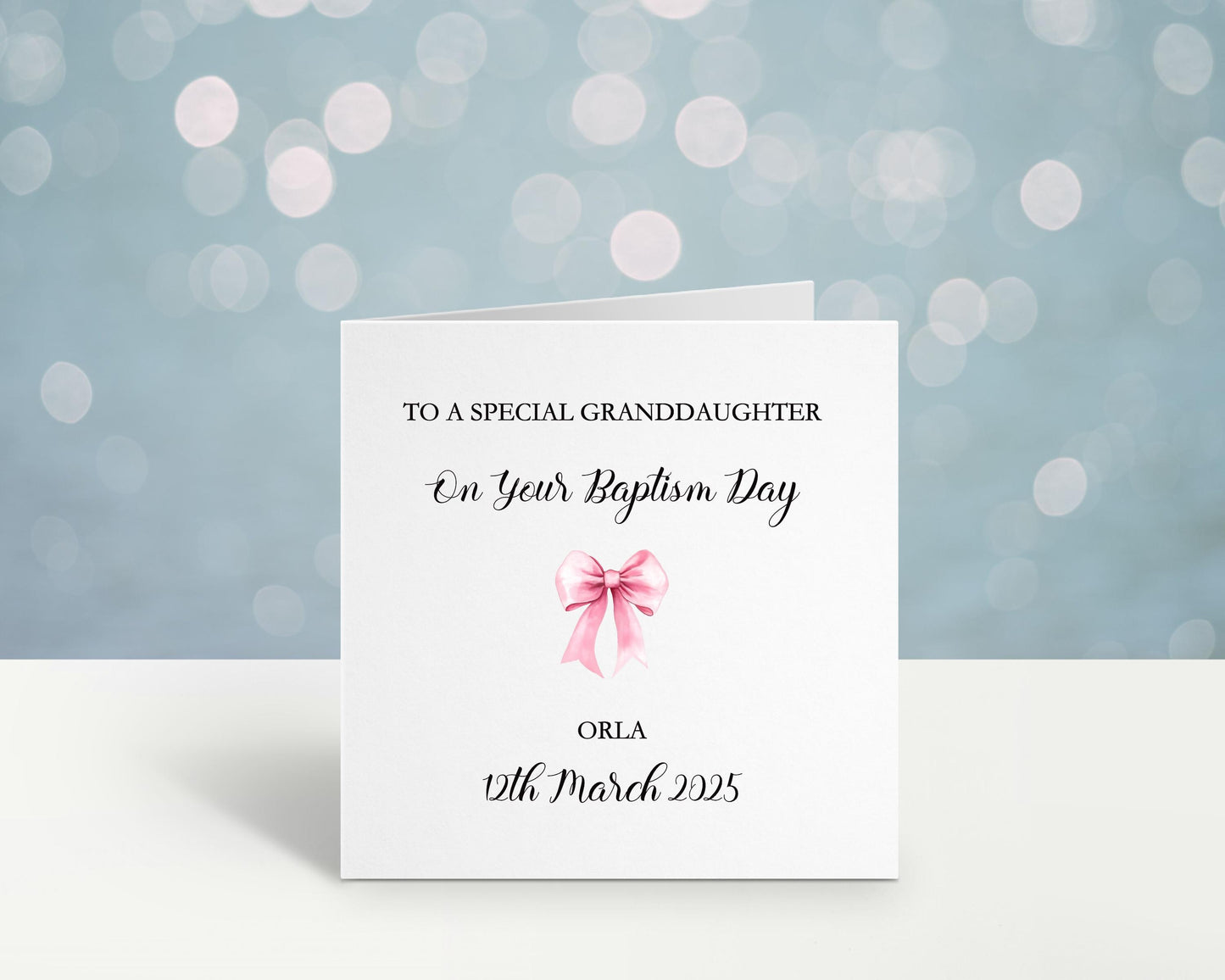 Baptism Card Girl, Personalised Baptism Card For Great Granddaughter, Christening Card
