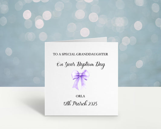 Baptism Card Girl, Personalised Baptism Card For Granddaughter, Christening Card, Great Granddaughter Baptism Card, Great Niece Baptism Card