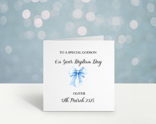 Baptism Card Godson, Personalised Baptism Card For Grandson, Christening Card, Baptism Card For Great Nephew, Baptism Card For Son