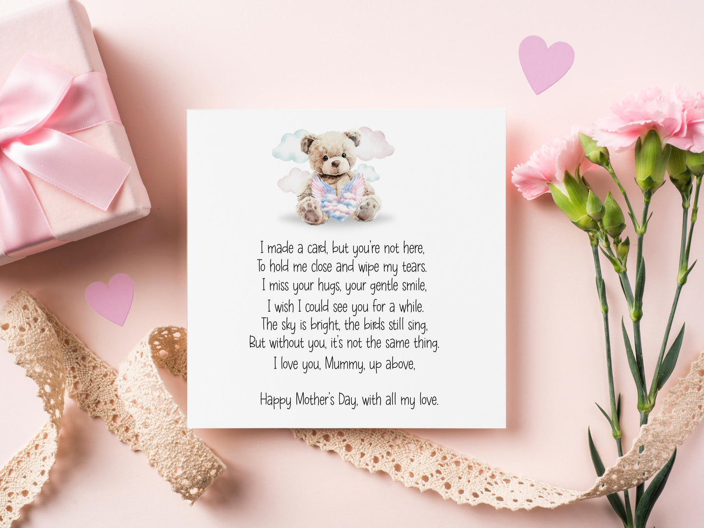Mothers Day Remembrance Card, Mother's Day Without You Card, For My Mummy In Heaven, Mothers Day Poem For Mummy In Heaven