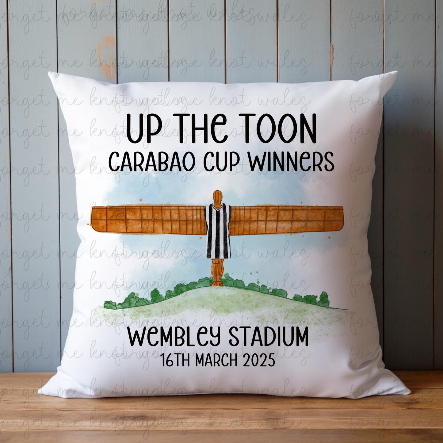 Toon Army Cushion, Cushion Gift For Newcastle United Football Fan, Angel Of The North, Carabao Cup Winners