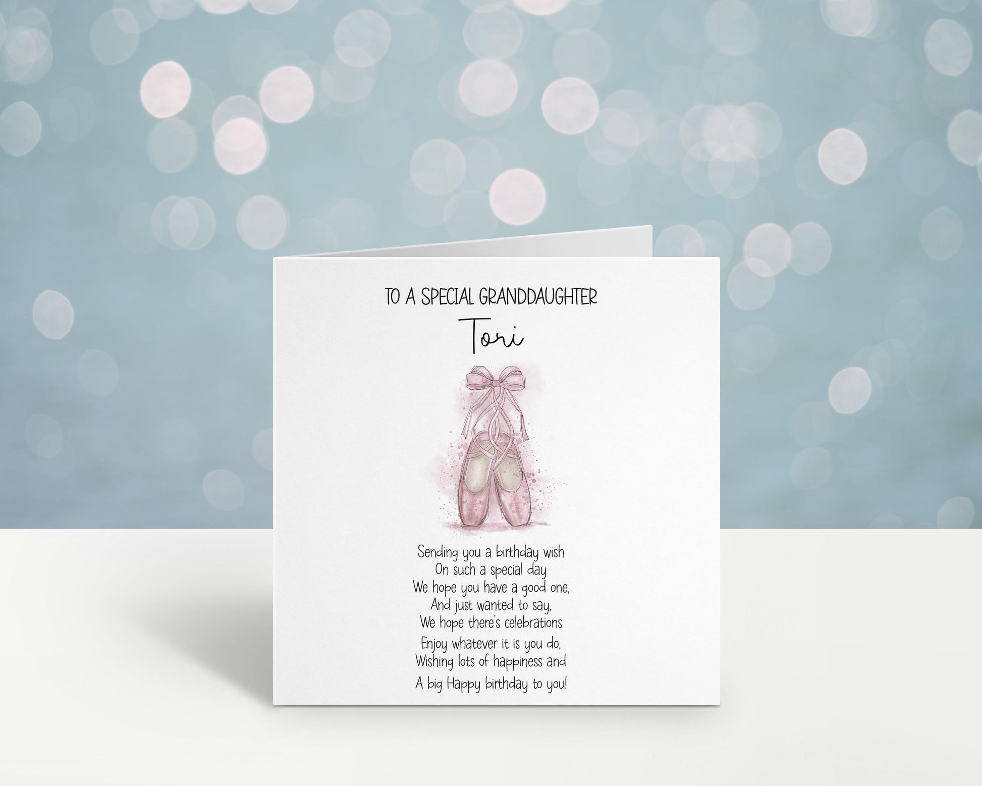 Ballerina Ballet Shoes Birthday Card Personalised Ballet Birthday Card For Great Niece Or For A Special Little Girl Birthday Card With Poem