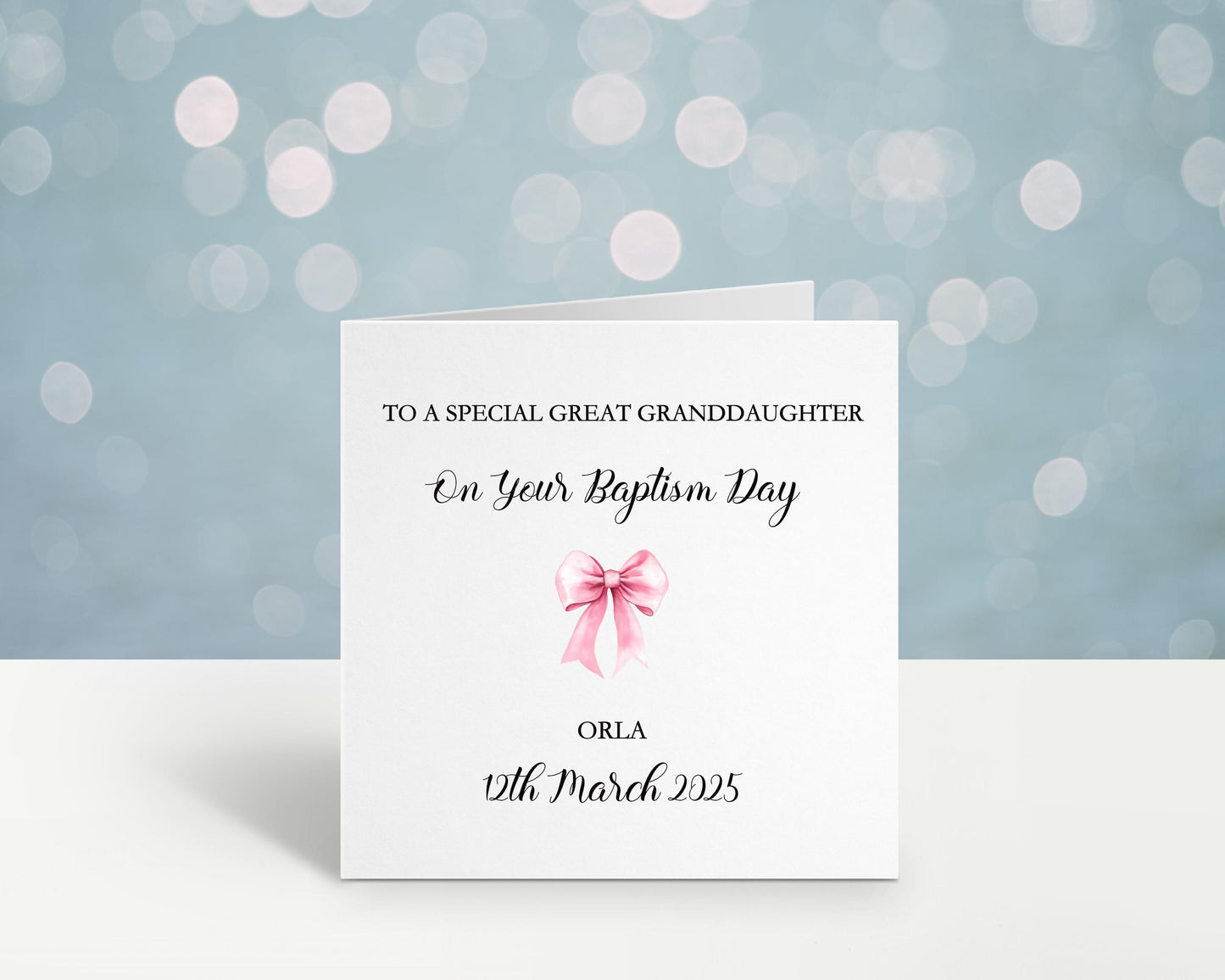 Baptism Card Girl, Personalised Baptism Card For Great Granddaughter, Christening Card