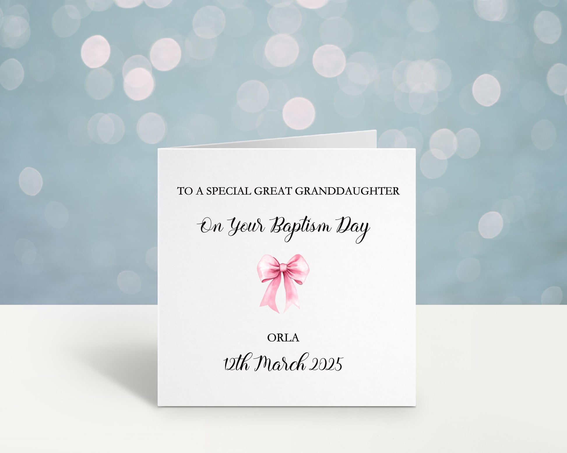 Baptism Card Girl, Personalised Baptism Card For Great Granddaughter, Christening Card