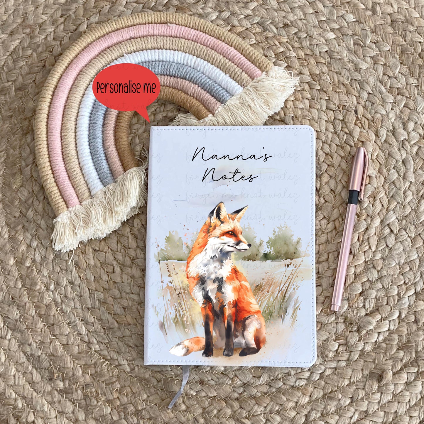 Fox Notebook,Personalised Fox Notebook For Nannie, Friend Gift, Gift For Her