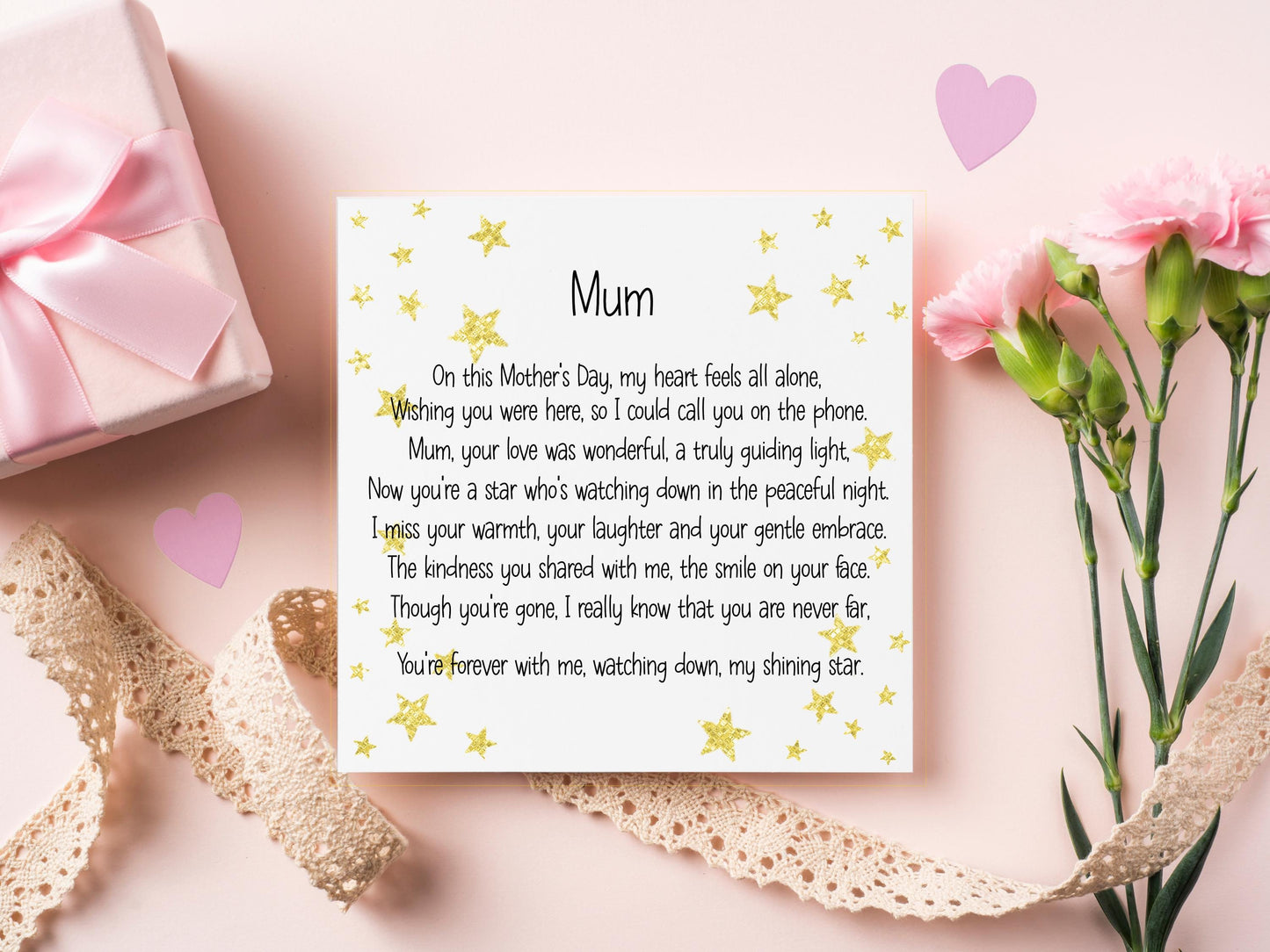 Mothers Day Remembrance Card, Mother's Day Without You Card, Memorial Mothers Day Card, Mothers Day In Heaven Card, Poem For Mum