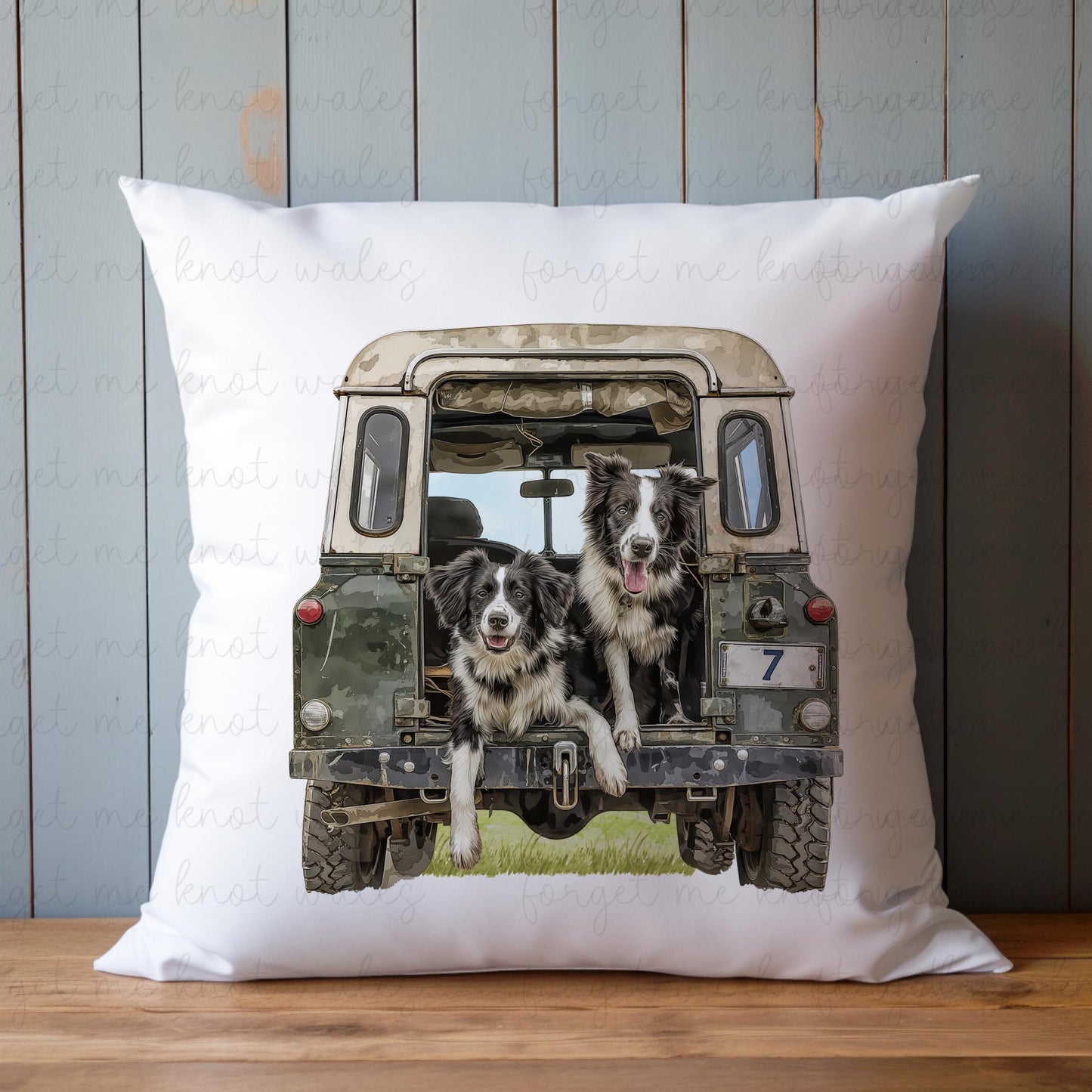 Personalised Spaniels Land Rover Cushion Gift, Border Collie, Cocker Spaniel, Rottweiler, Black Labrador, Border Terrier, Doberman, Red Lab
