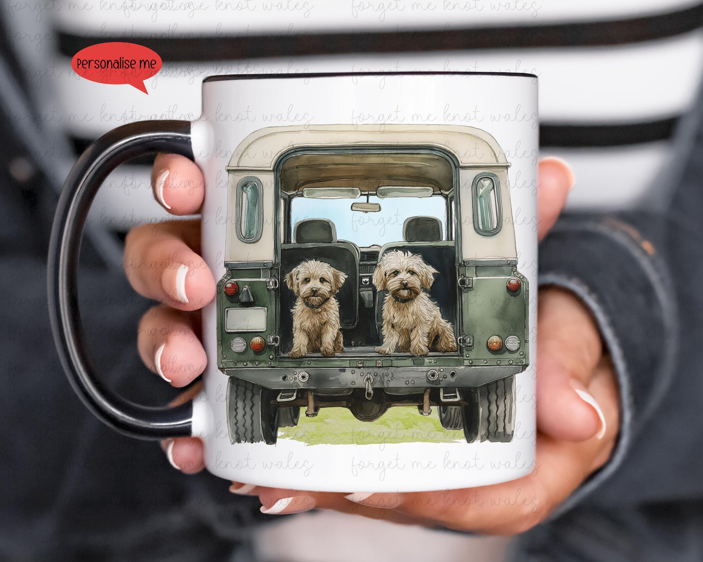 Personalised Cockapoo Land Rover Mug Gift, Border Collie, Cocker Spaniel, Rottweiler, Black Labrador, Border Terrier, Doberman, Red Lab