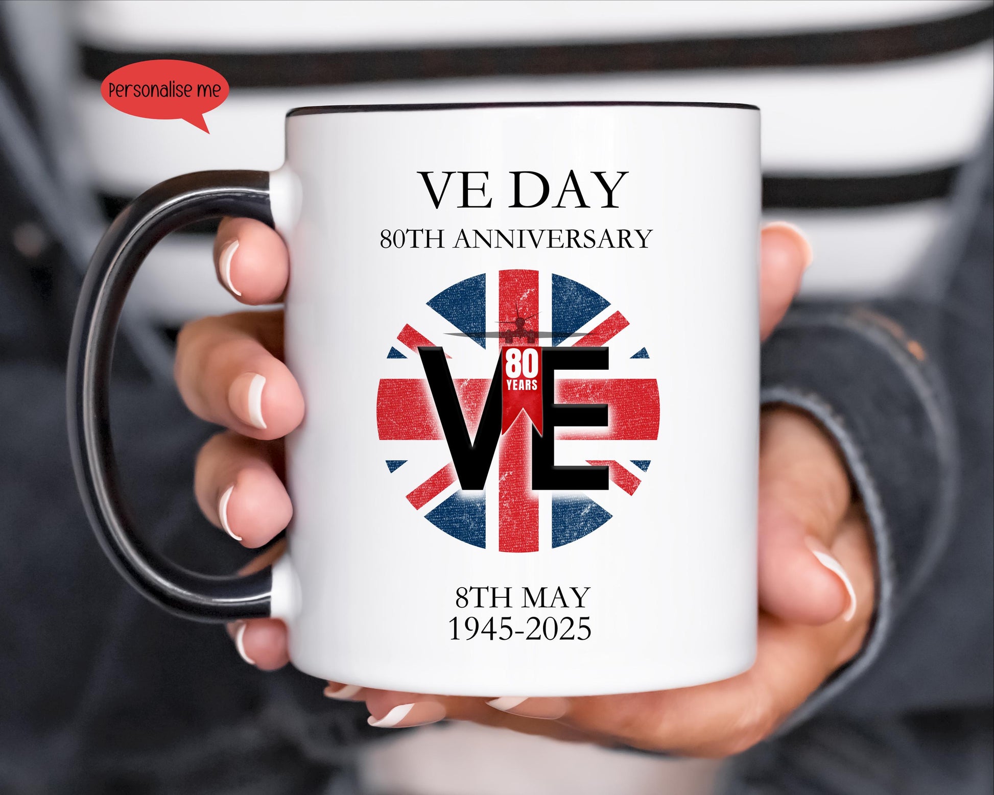 VE Day 80 Mug, VE Day Commemorative Mug, 80th Anniversary Remembrance Mug, 8th May 1945 - 2025