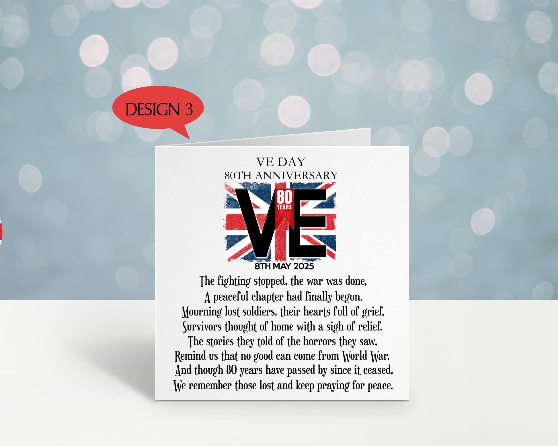 VE Day Card, VE Day 80 Card, VE Day Commemorative Keepsake Card, 80th Anniversary Remembrance Card, 8th May 1945 - 2025