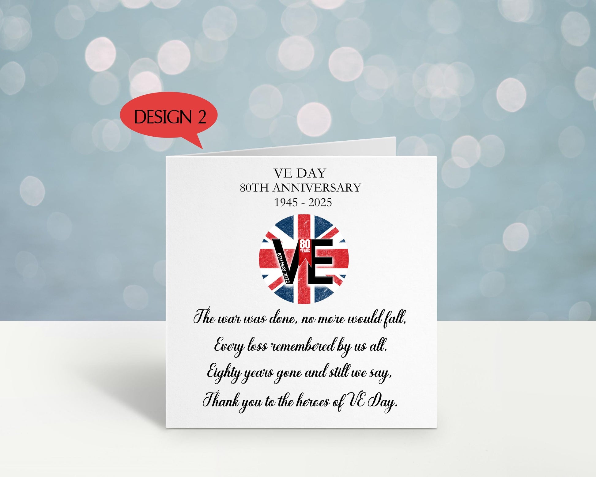 VE Day Gifts, VE Day 80 Card, VE Day Commemorative Keepsake Card, 80th Anniversary Remembrance Card, 8th May 1945 - 2025