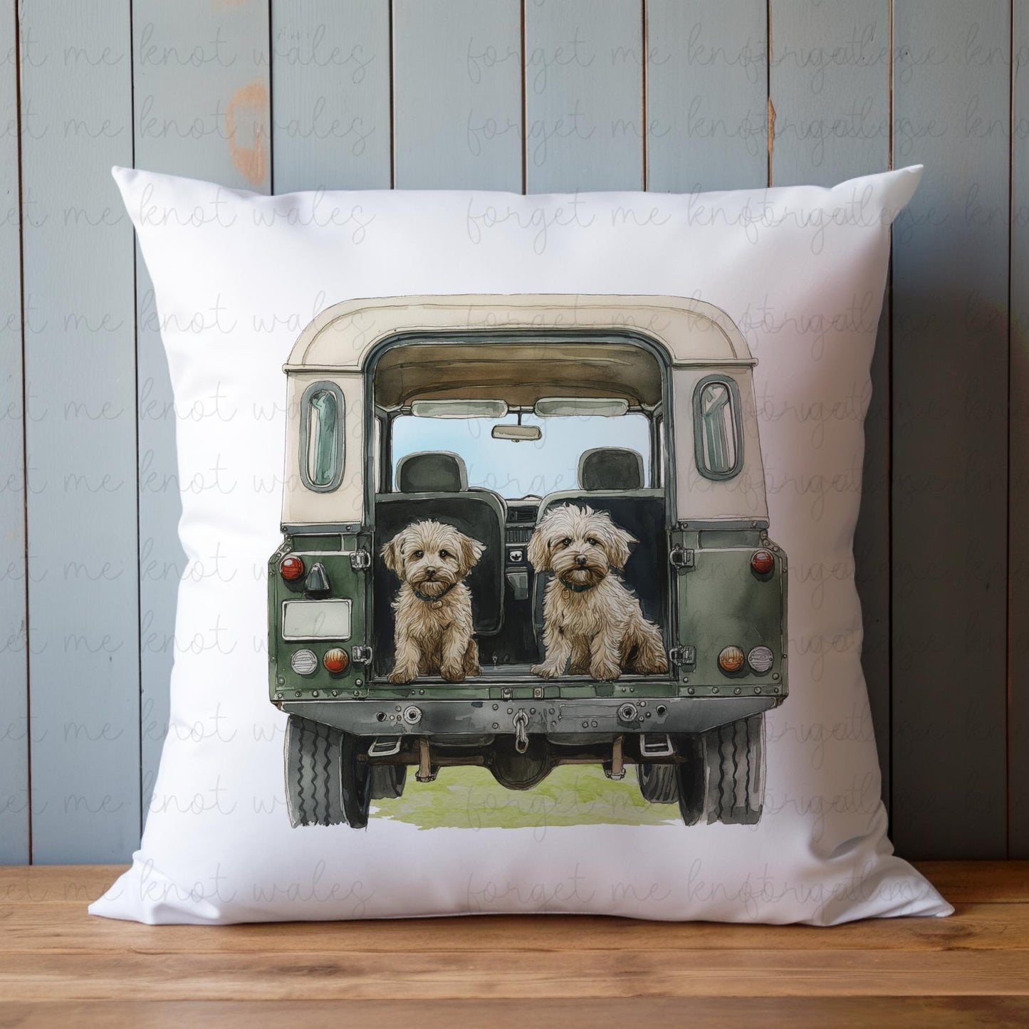 Personalised Red Labrador Land Rover Cushion Gift, Border Collie, Cocker Spaniel, Rottweiler, Black Labrador, Border Terrier, Doberman