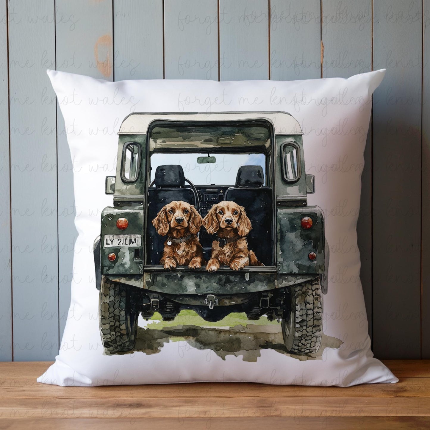 Personalised Red Labrador Land Rover Cushion Gift, Border Collie, Cocker Spaniel, Rottweiler, Black Labrador, Border Terrier, Doberman