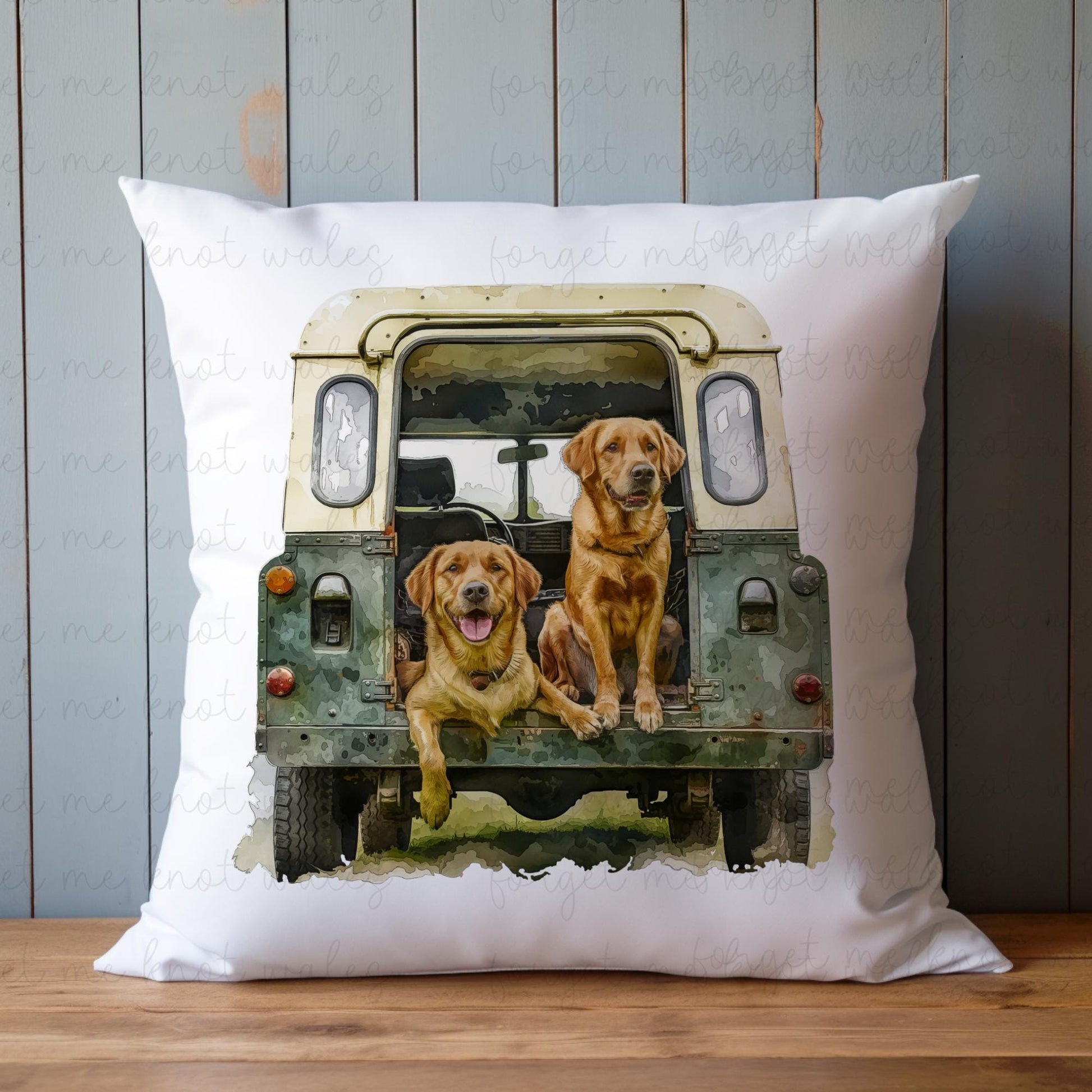 Personalised Border Terrier Land Rover Cushion Gift, Border Collie, Cocker Spaniel, Rottweiler, Black Labrador, Yellow Lab, Doberman,Red Lab