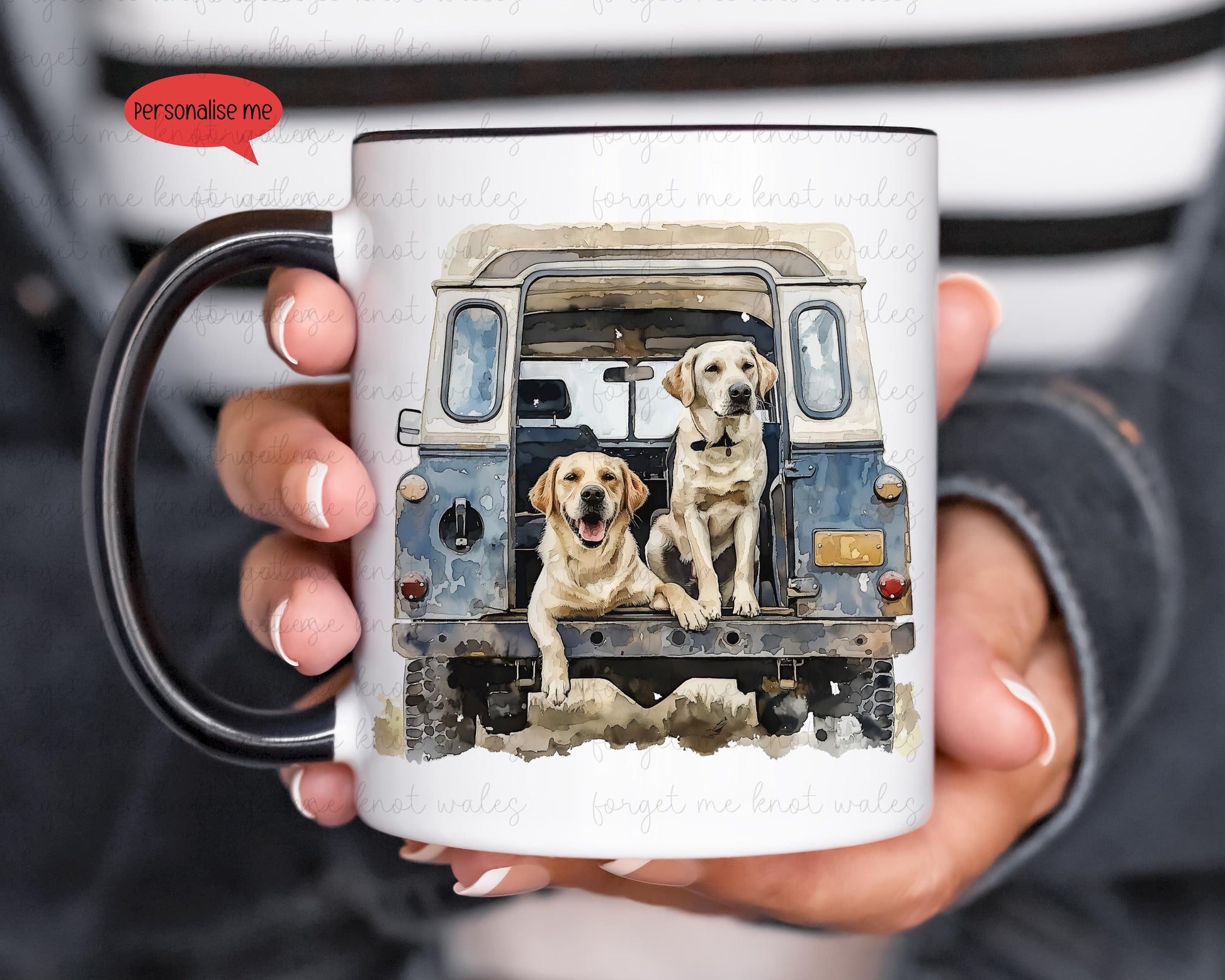 Personalised Border Collie Land Rover Mug Gift, Border Collie, Cocker Spaniel, Rottweiler, Black Labrador, Border Terrier, Doberman, Red Lab
