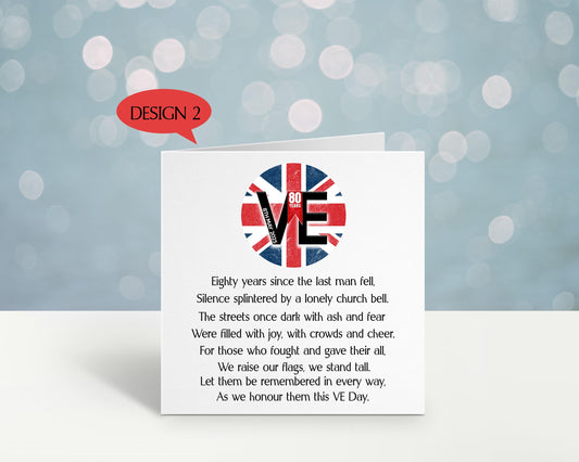 VE Day 80 Card, VE Day Commemorative Keepsake Card, 80th Anniversary Remembrance Card, 8th May 1945 - 2025