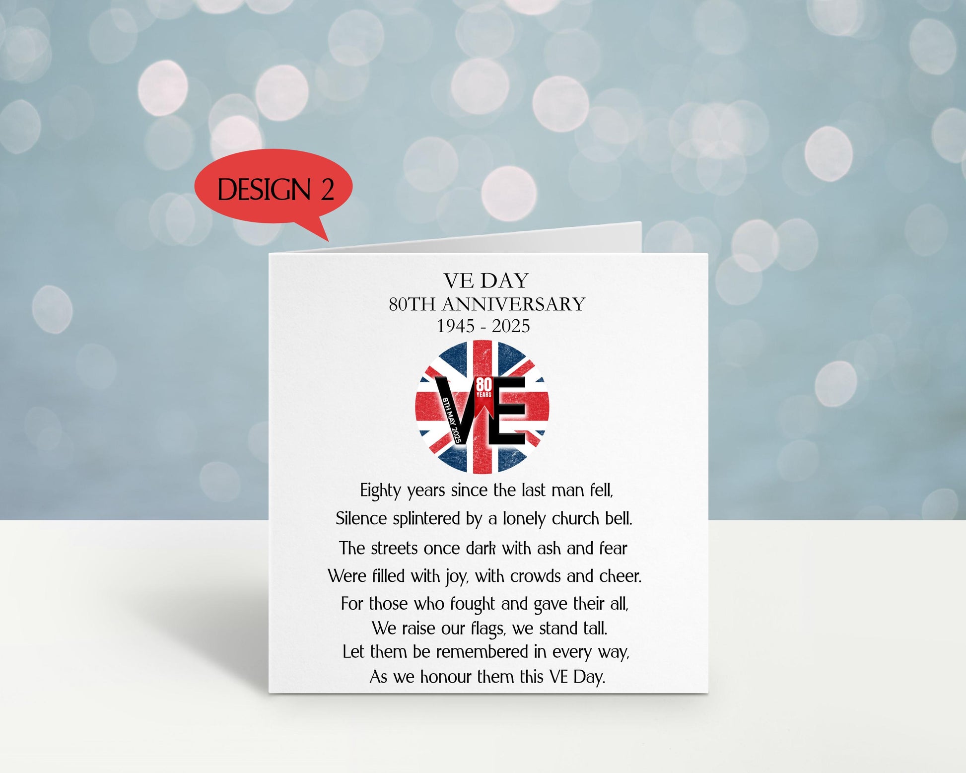 VE Day 80 Card, VE Day Commemorative Keepsake Card, 80th Anniversary Remembrance Card, 8th May 1945 - 2025